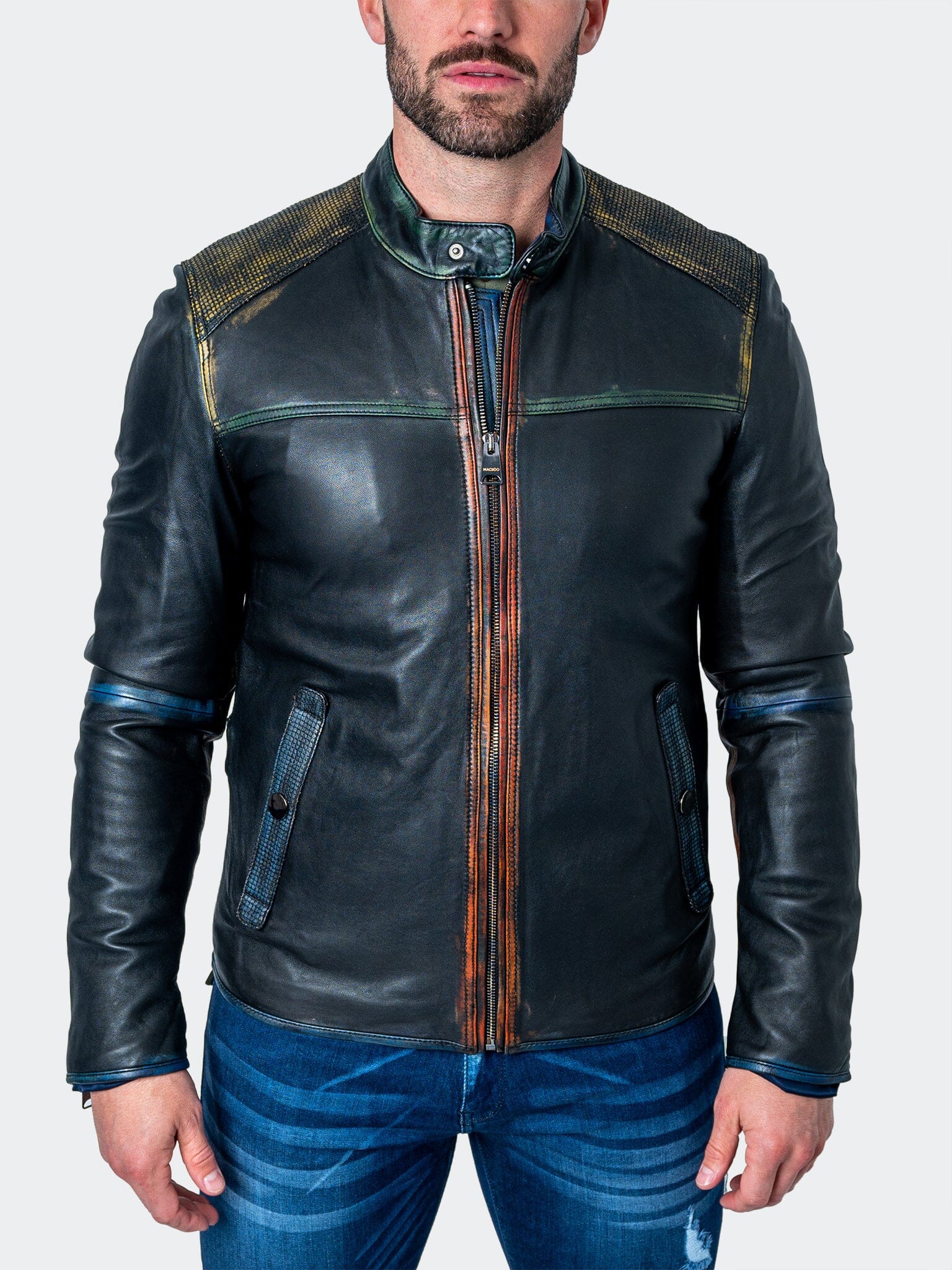 Depth Black Leather Jacket