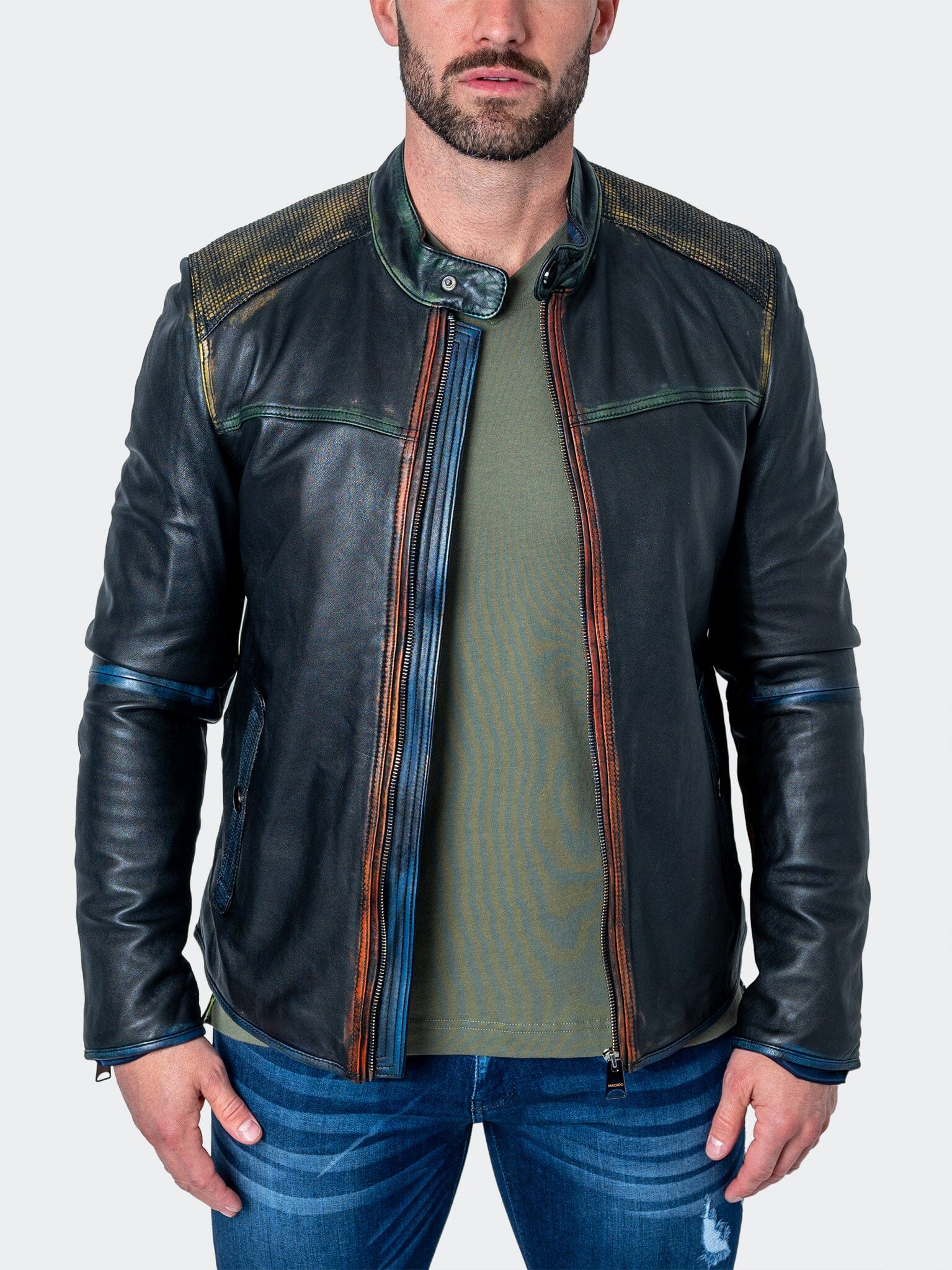 Depth Black Leather Jacket