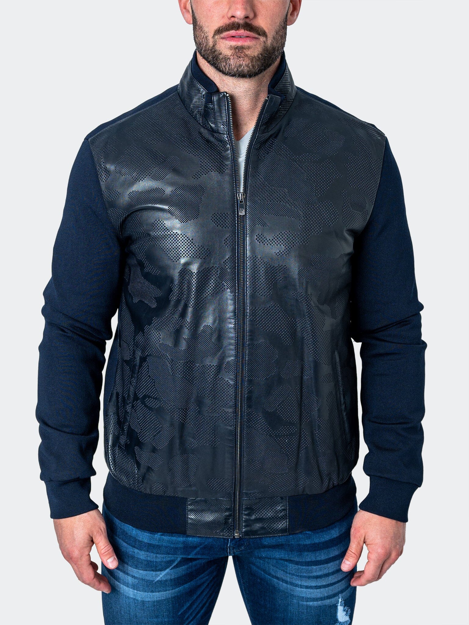 Leather Map Blue Jacket