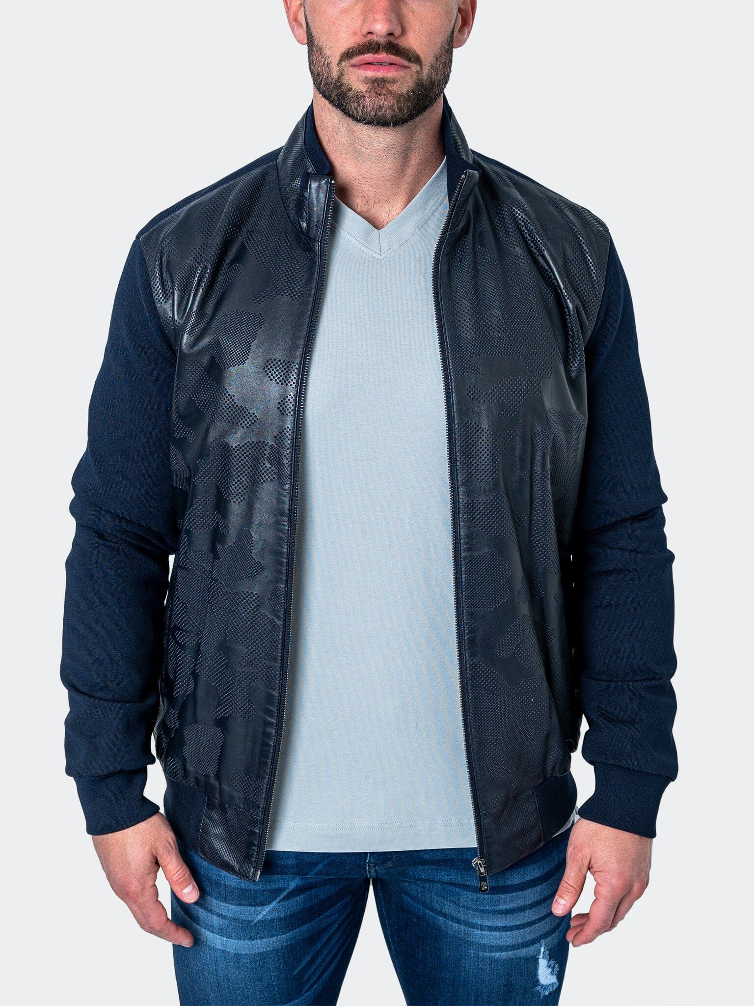Leather Map Blue Jacket