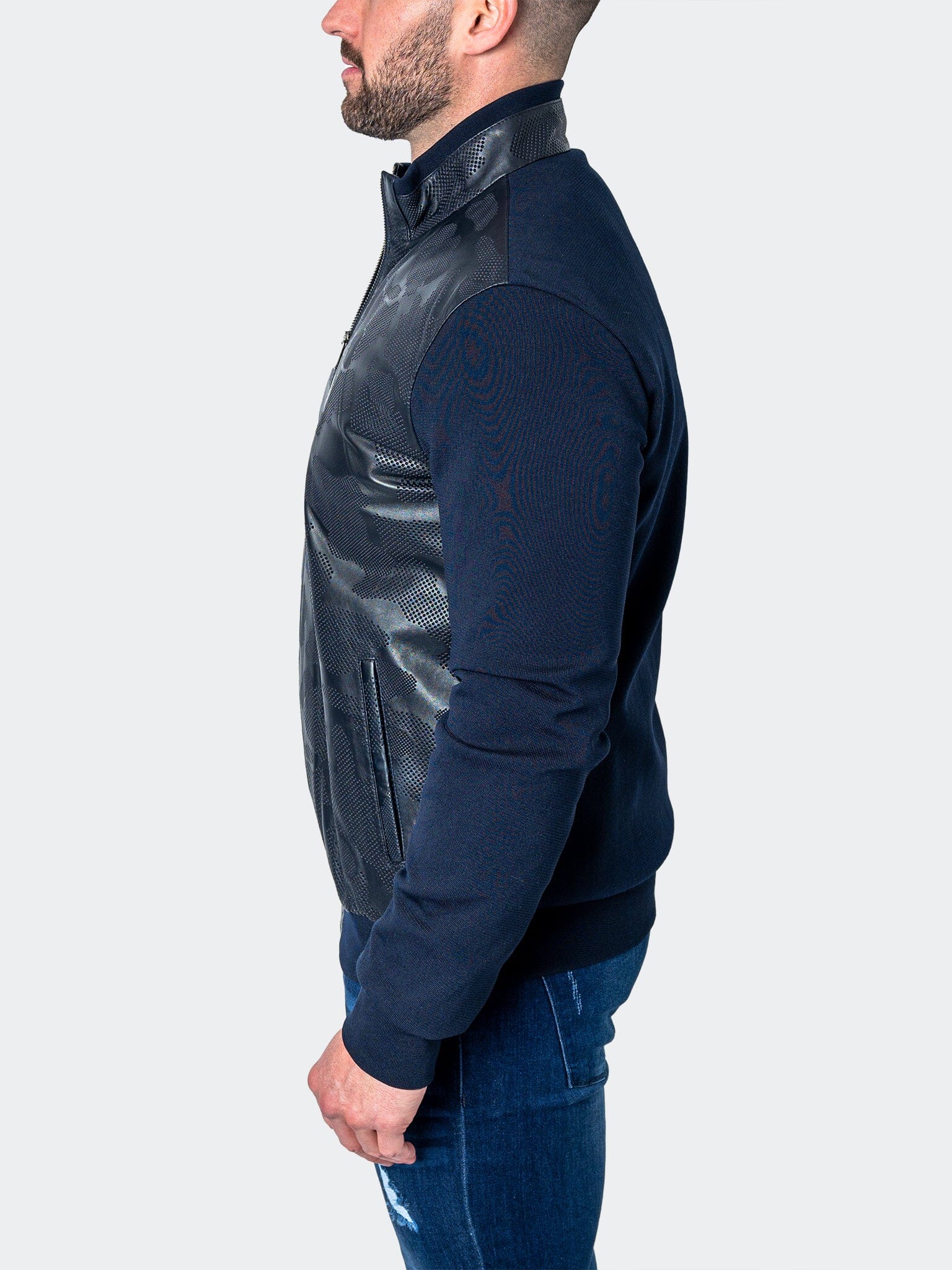 Leather Map Blue Jacket