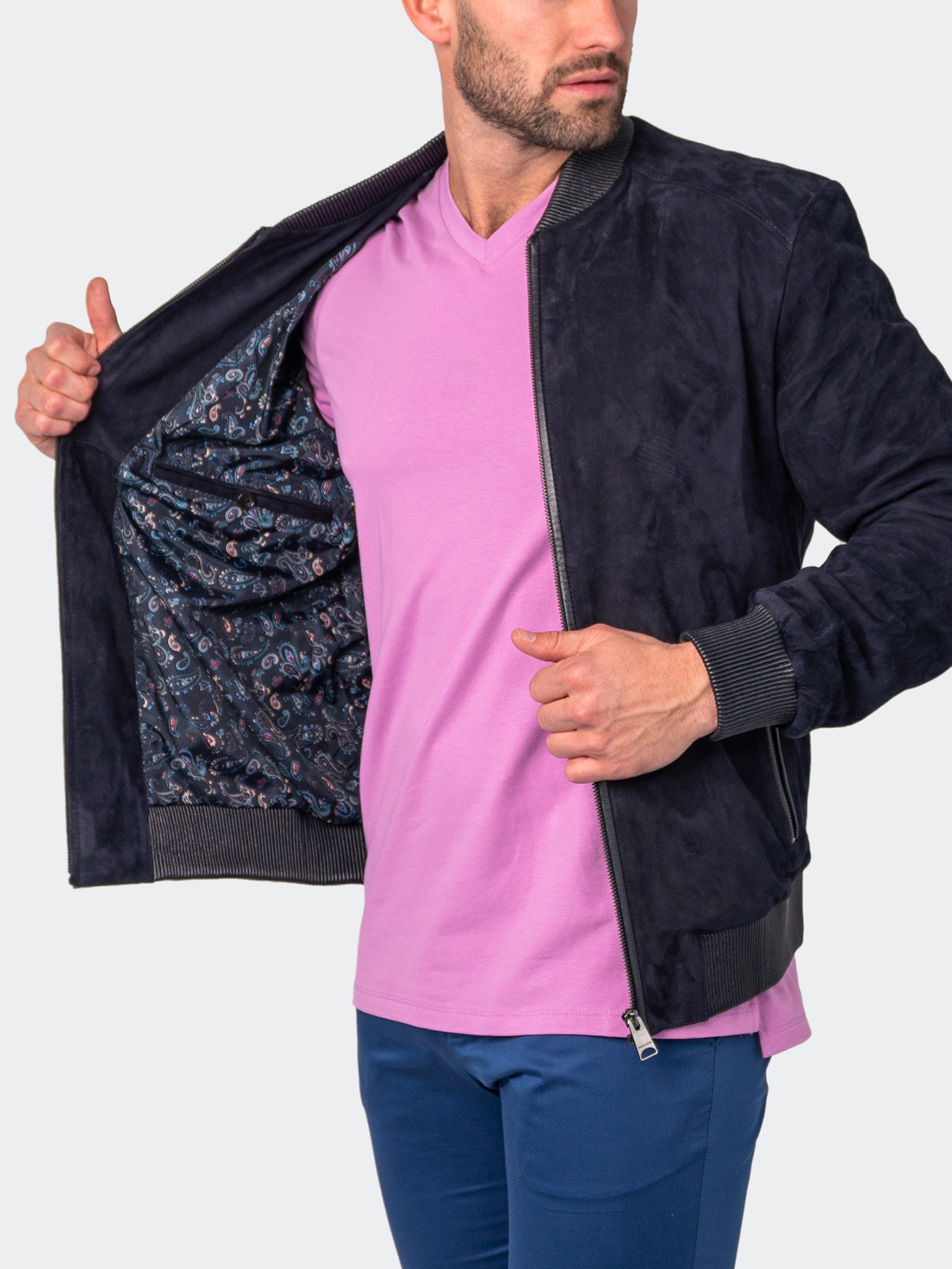 Leather Bomber Blue