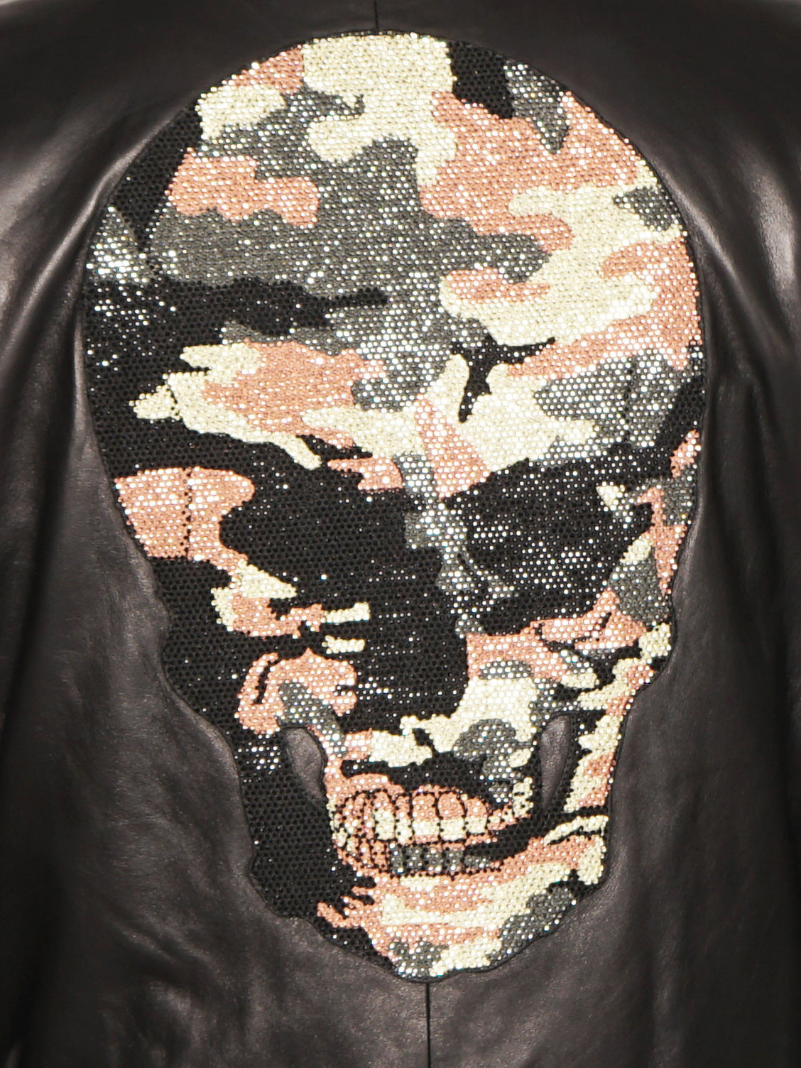 CamoSkull Black Leather Jacket