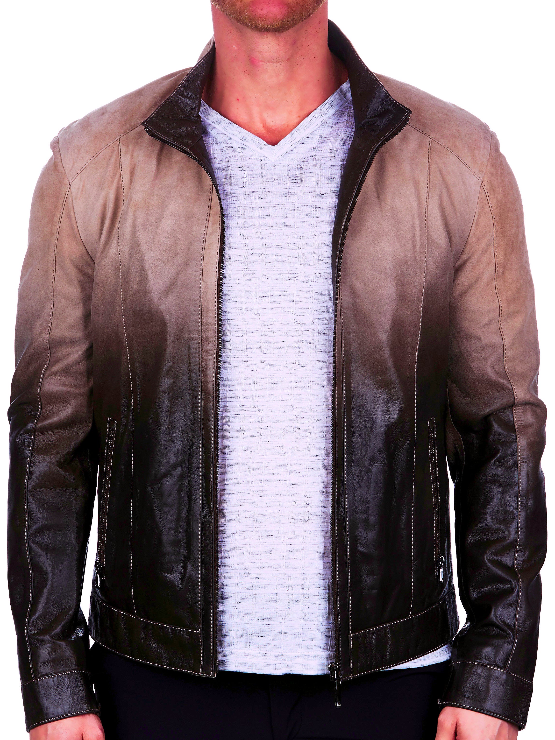 Degrade Brown Leather Jacket