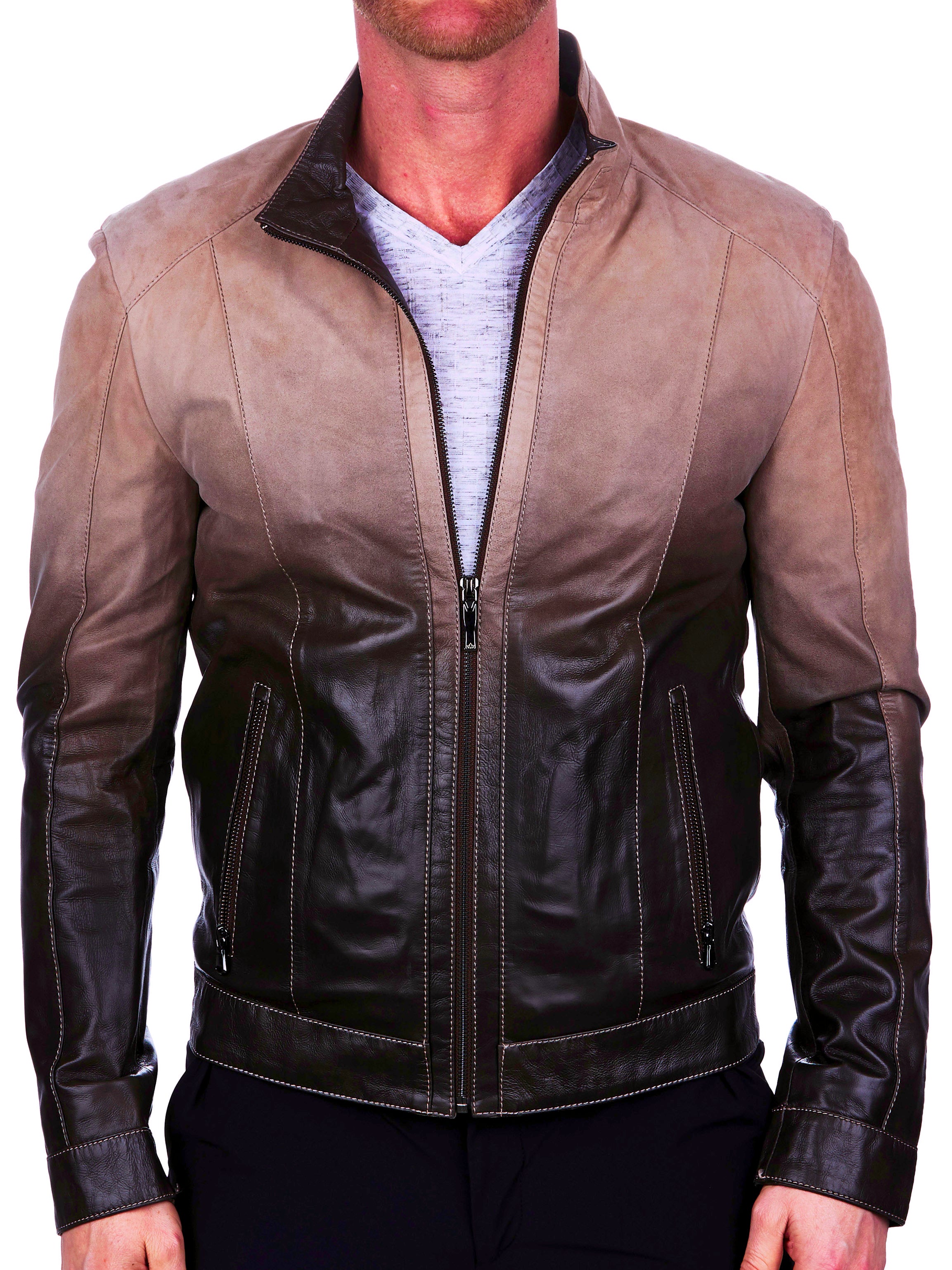 Degrade Brown Leather Jacket