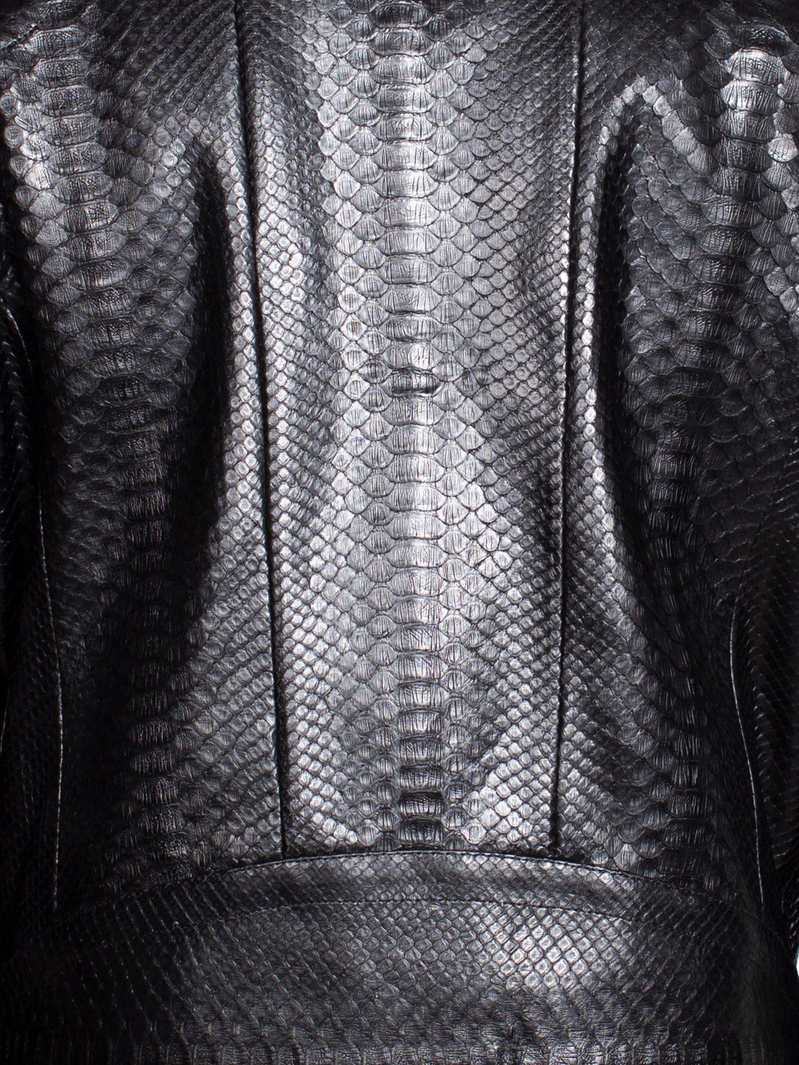 Python Biker Black Leather Jacket