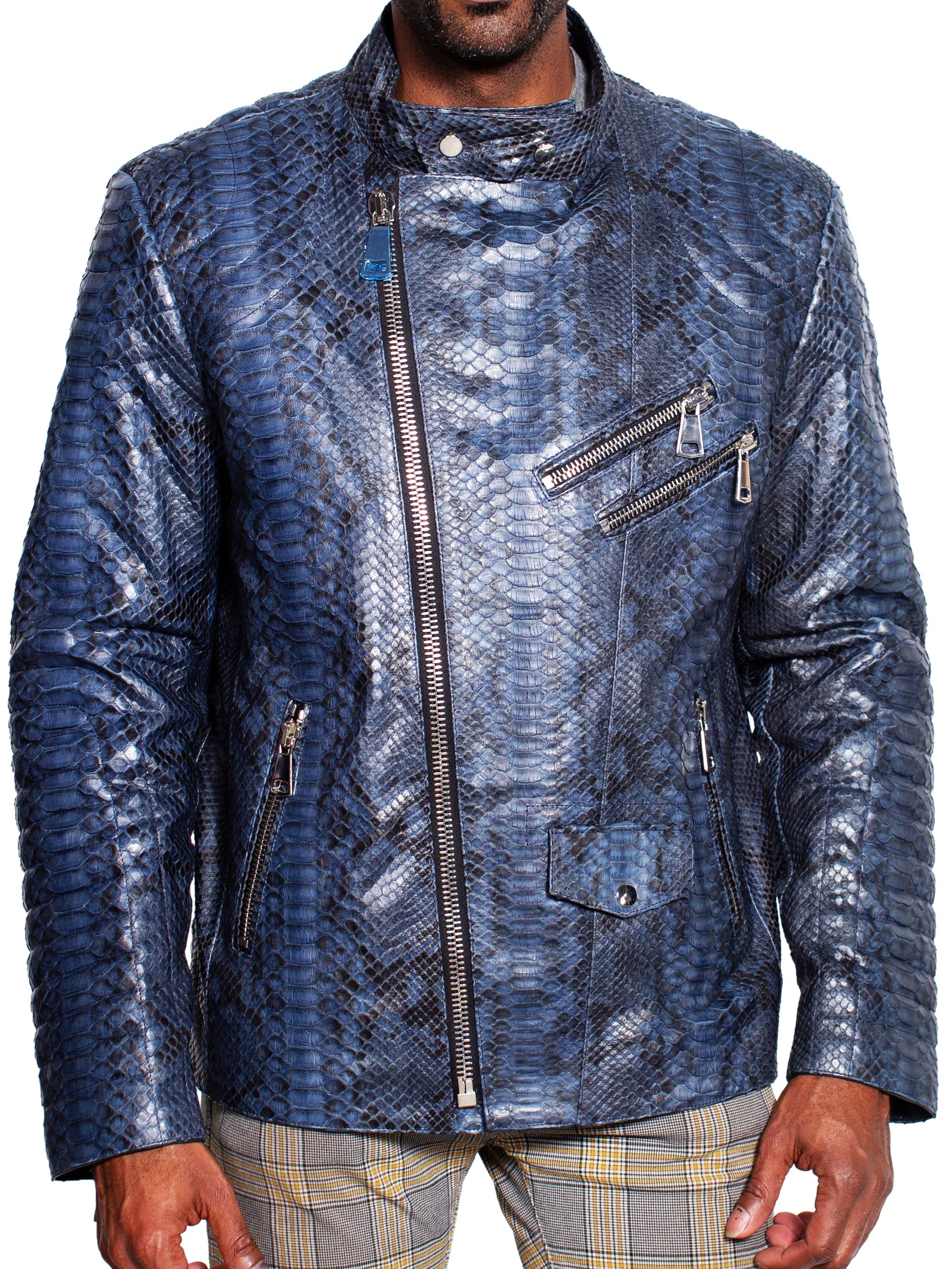 Leather PythonBiker Blue