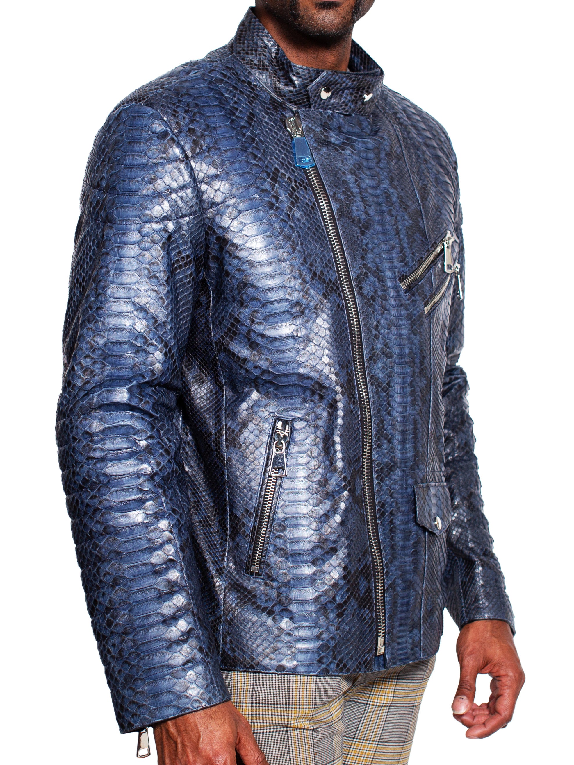 Leather PythonBiker Blue