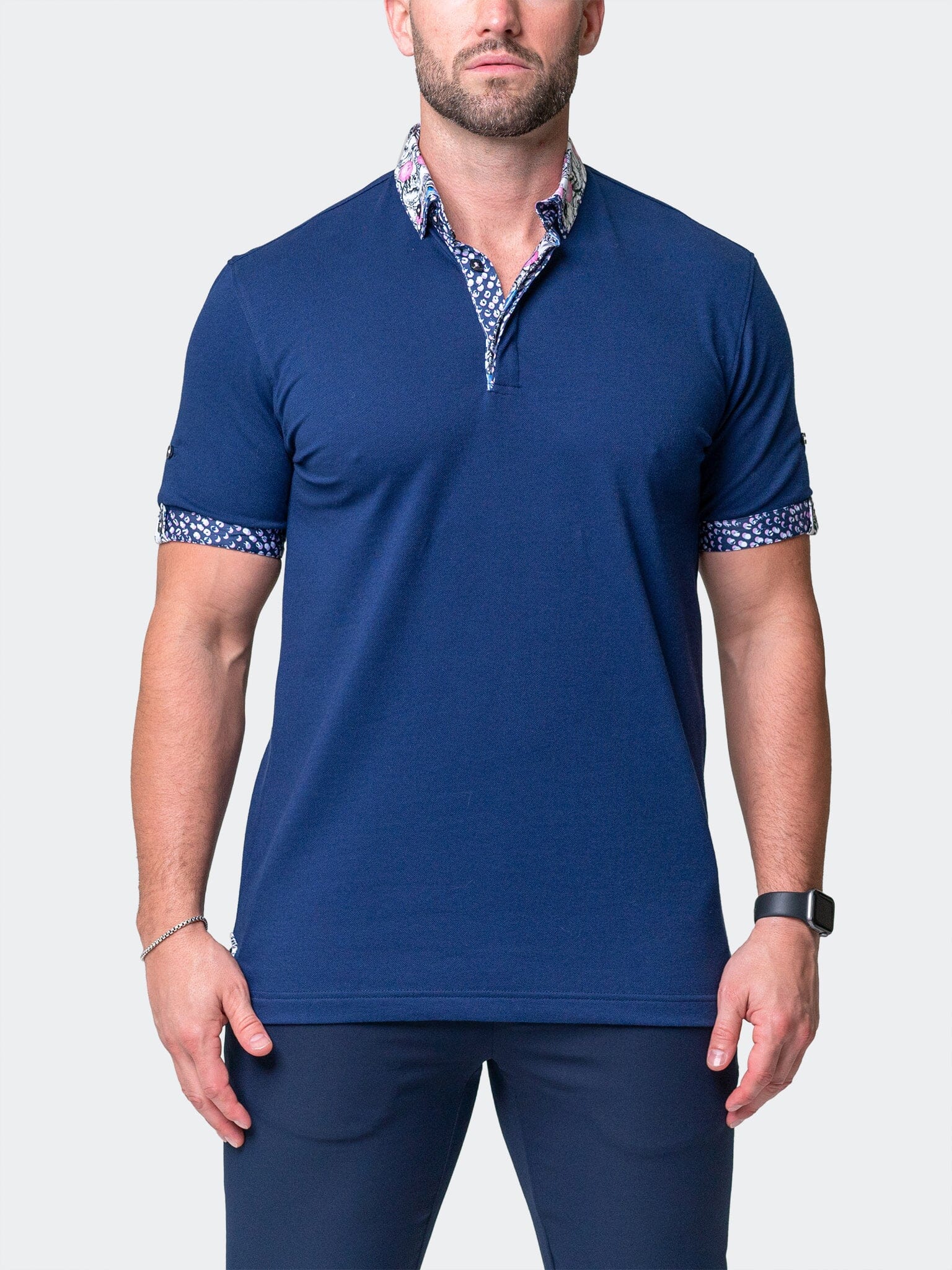 Mozart Solid Navy Blue Polo