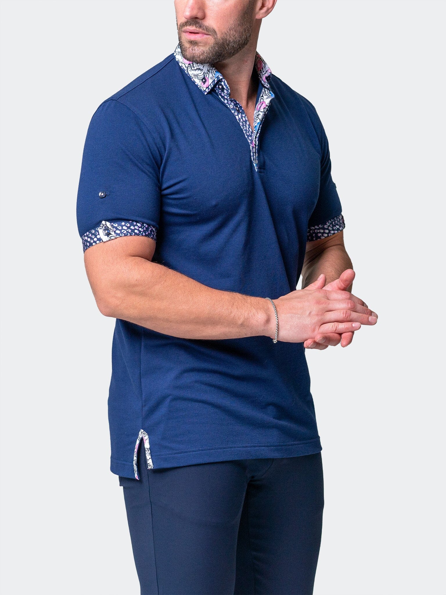 Mozart Solid Navy Blue Polo