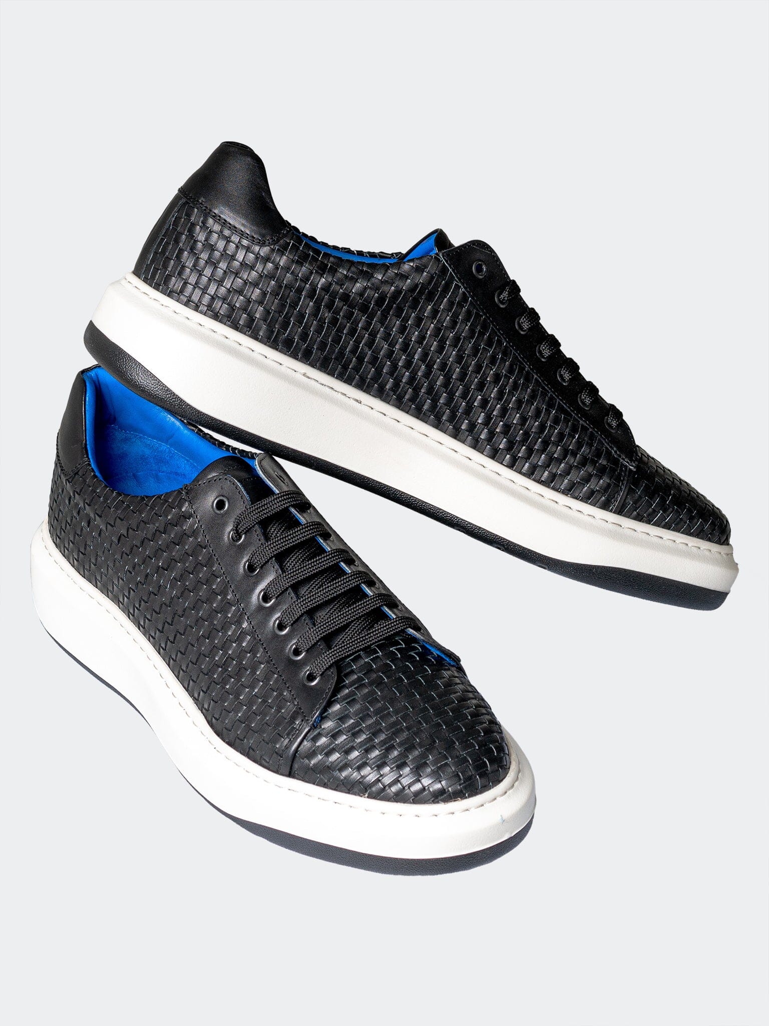 Woven Black Leather Shoes