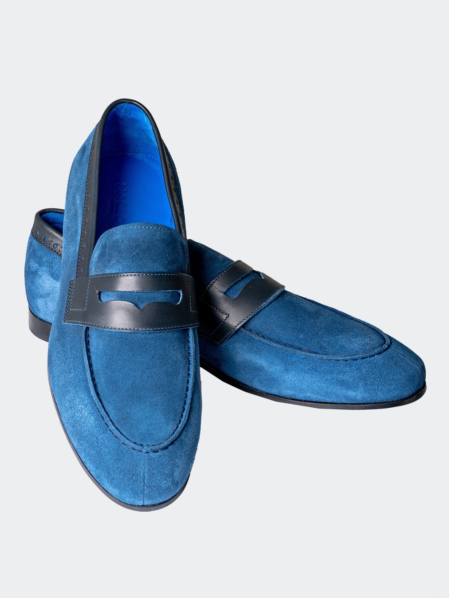Suede Blue Penny Loafers