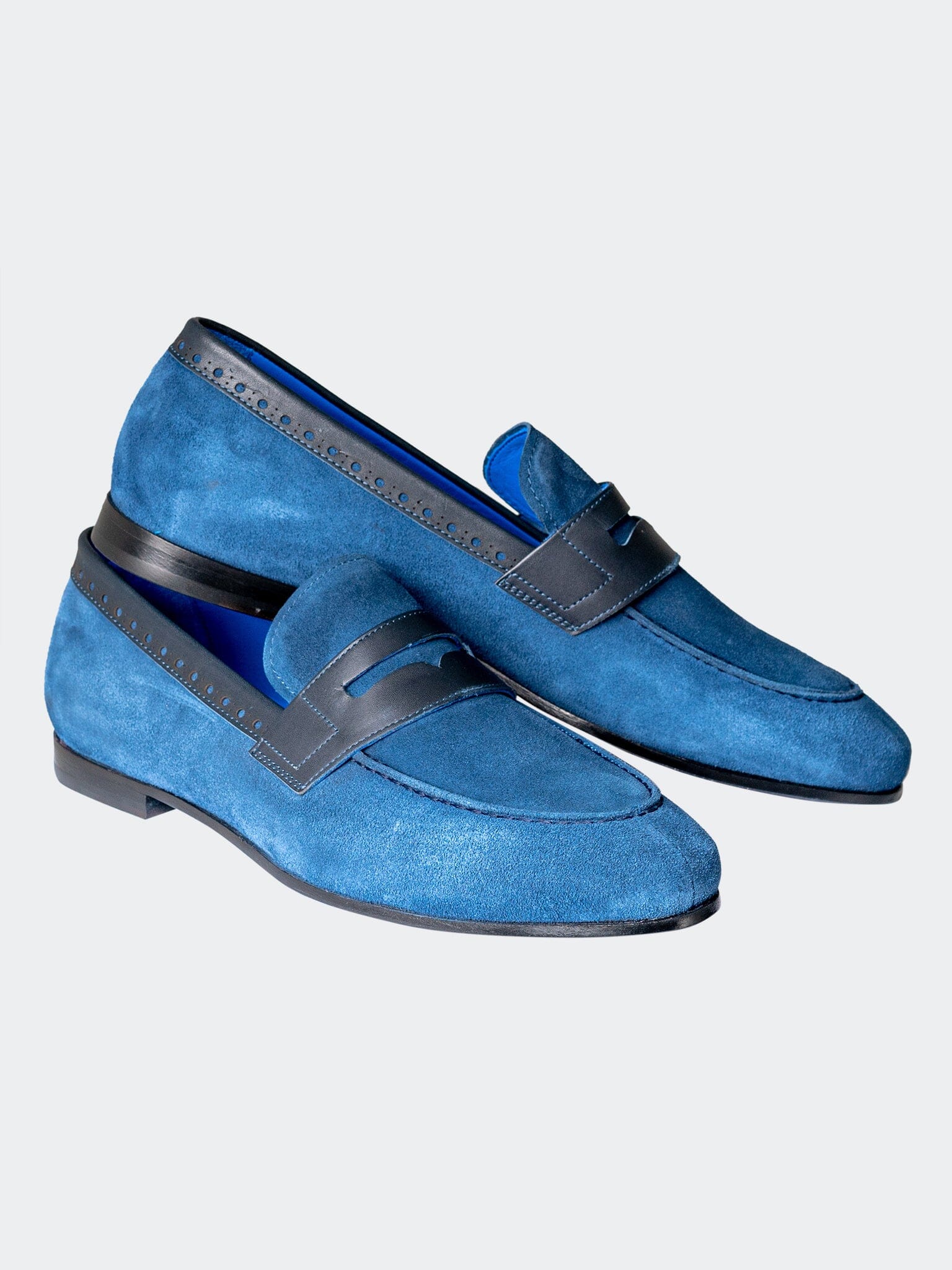 Suede Blue Penny Loafers