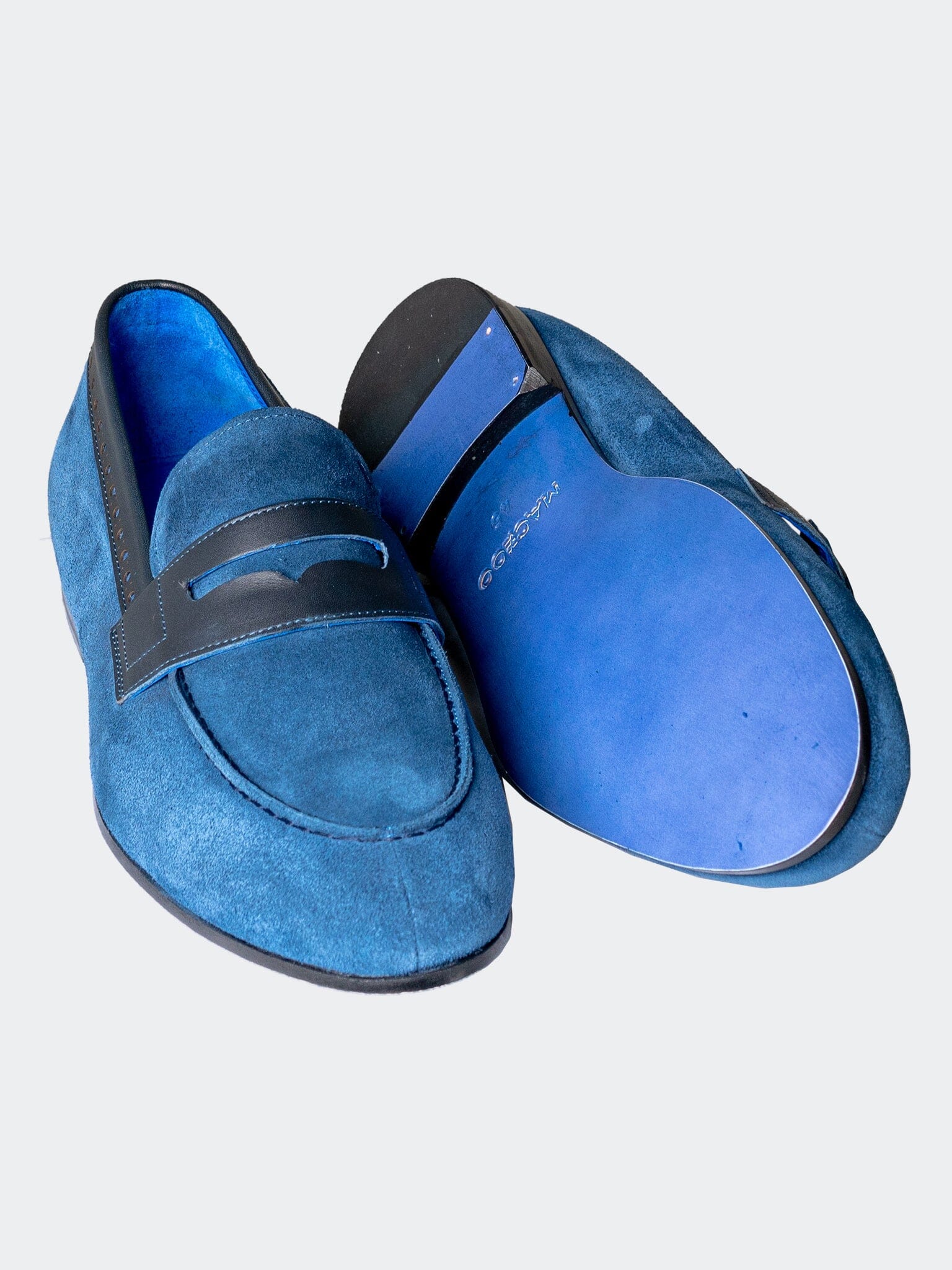 Suede Blue Penny Loafers