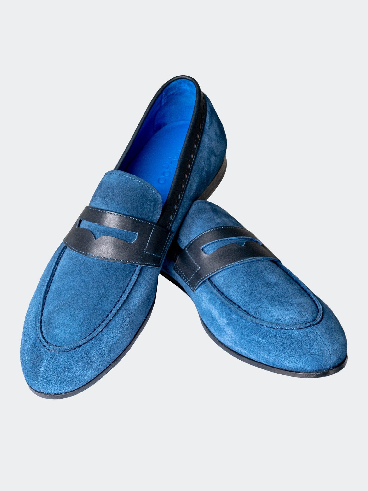 Suede Blue Penny Loafers