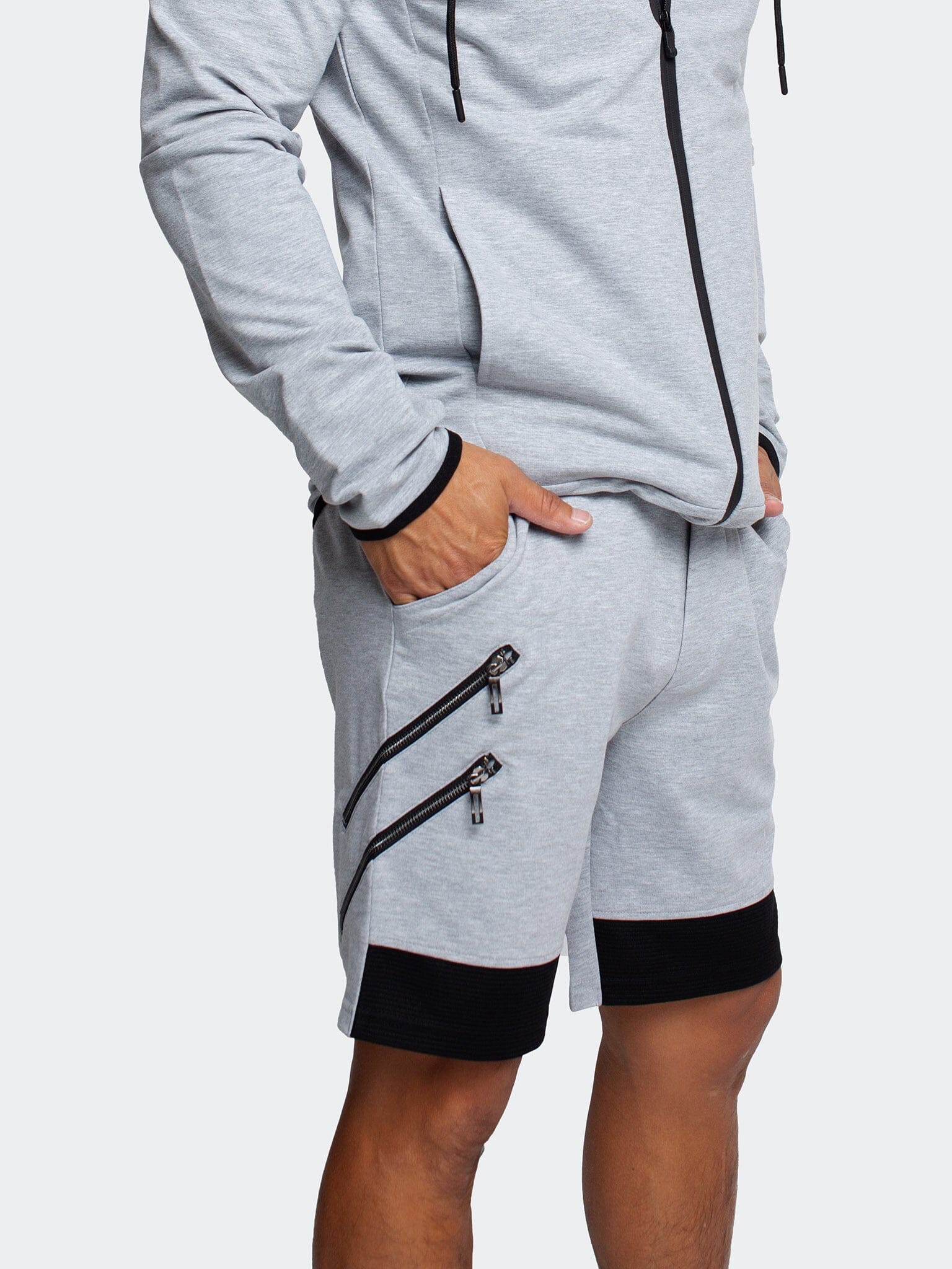 Two Zippers Grey Shorts