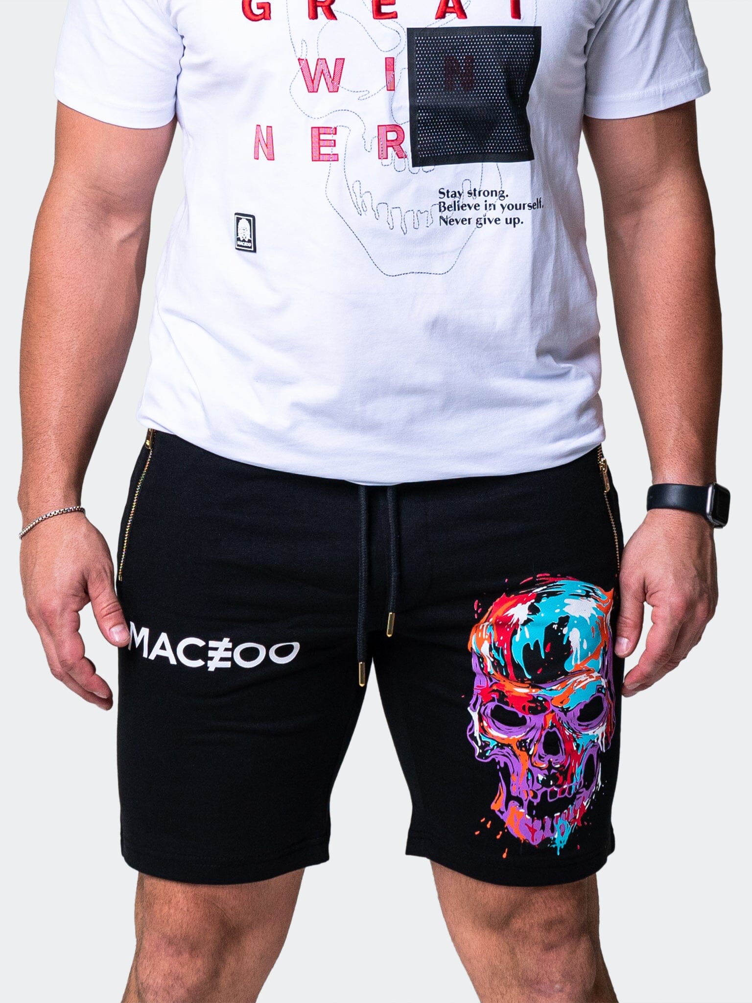 SkullPaint Black Shorts