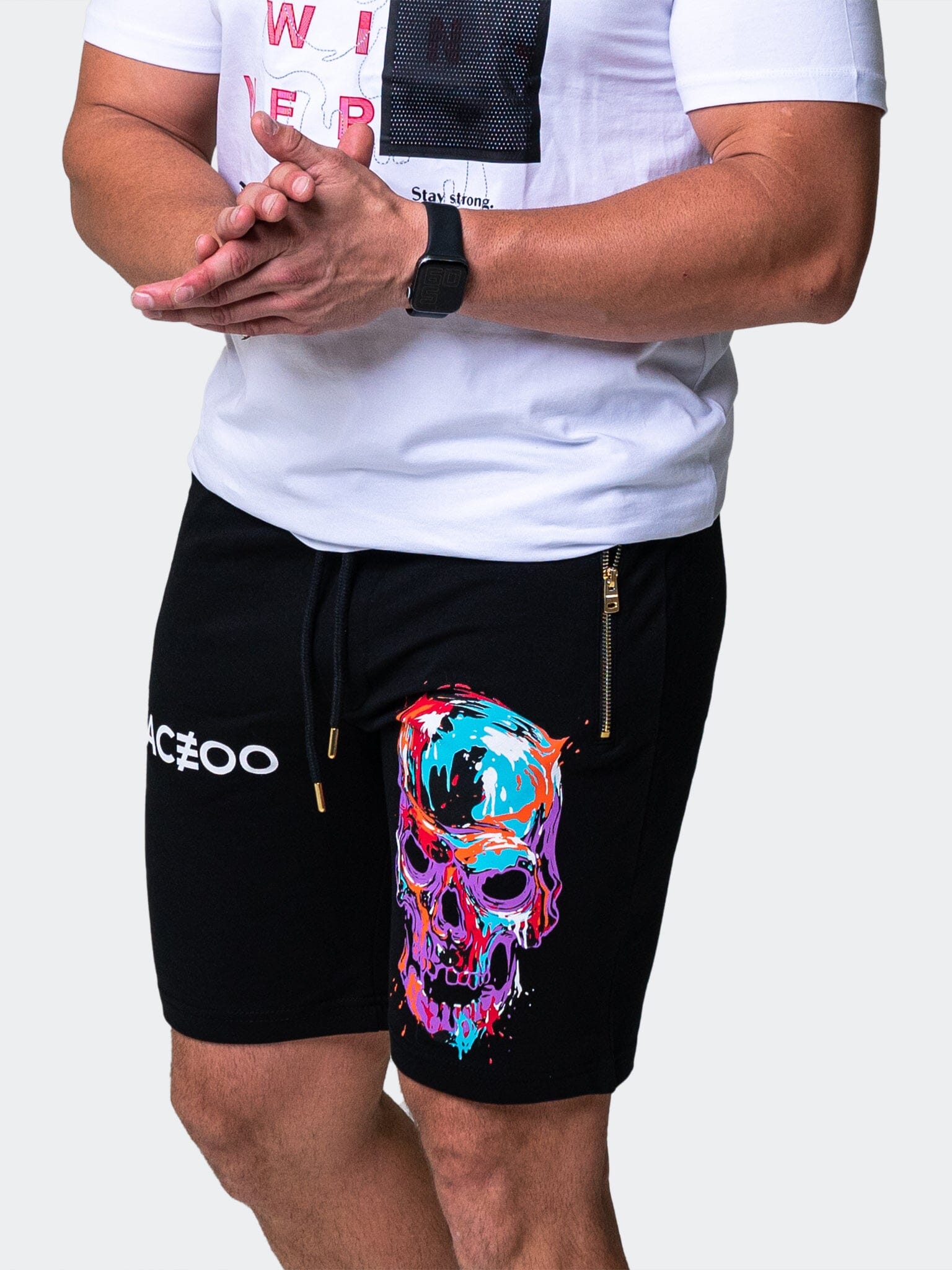 SkullPaint Black Shorts
