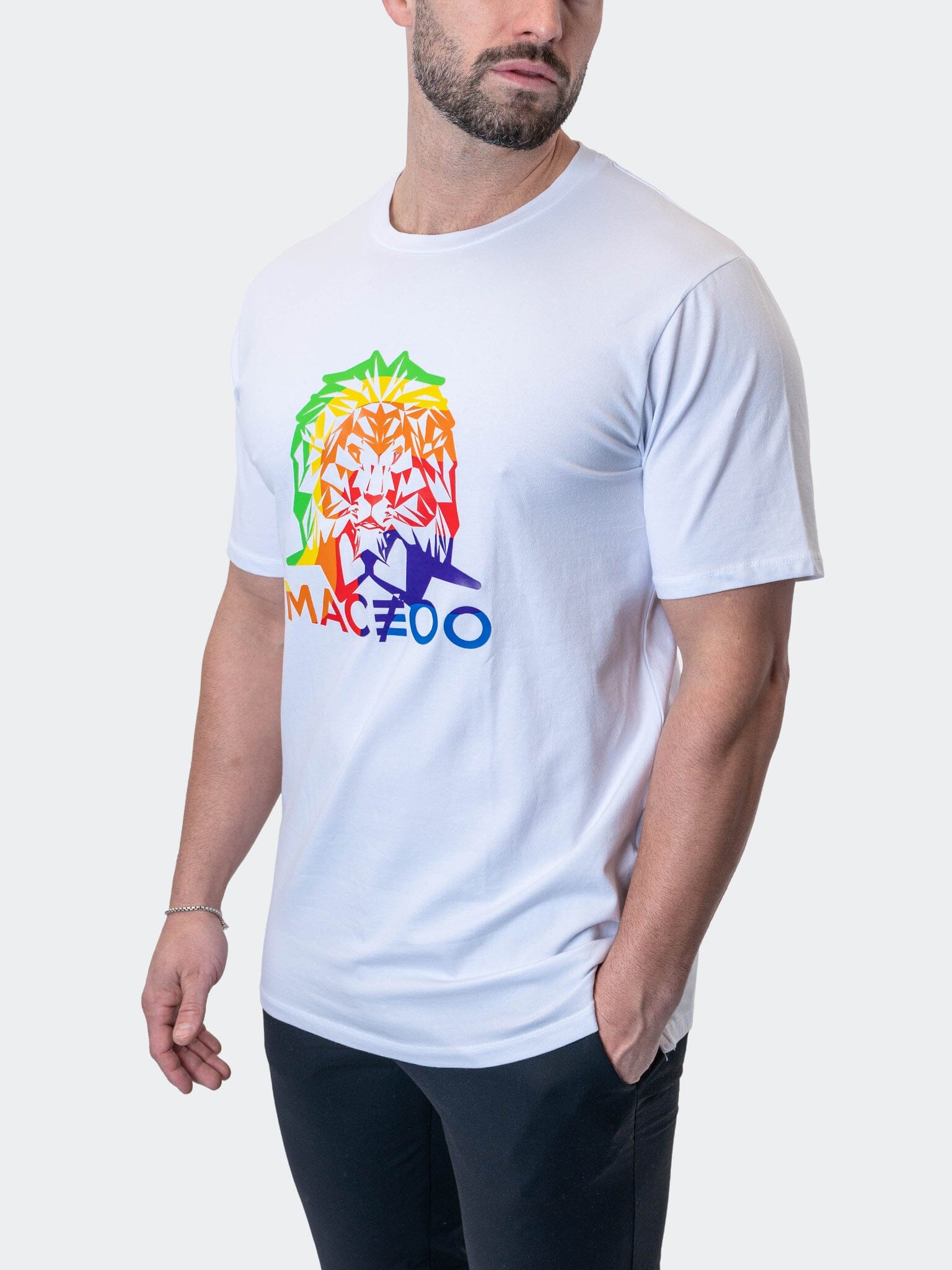 Tee LionRainbow White