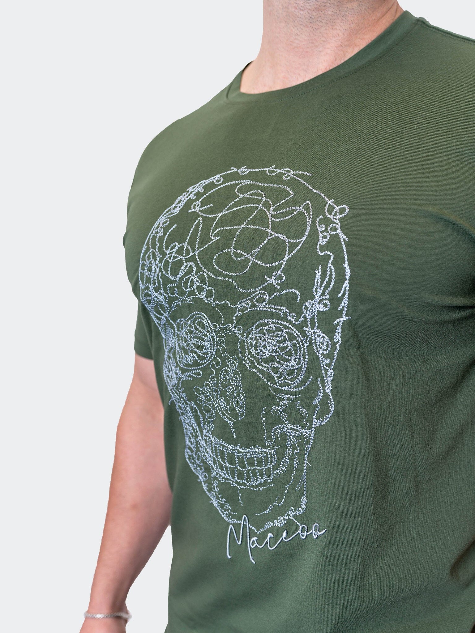 ScribbleSkull Army Green Tee