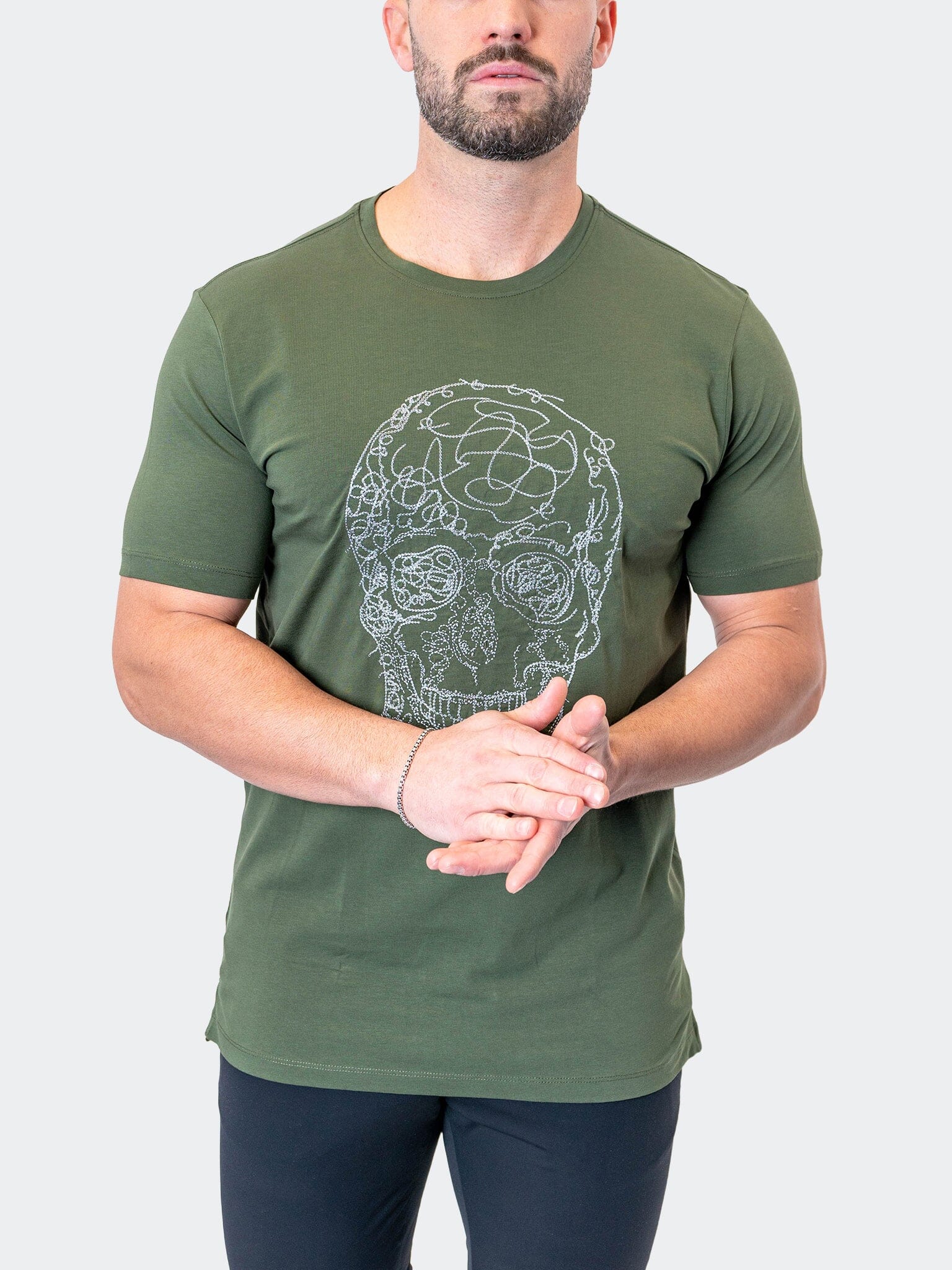 ScribbleSkull Army Green Tee