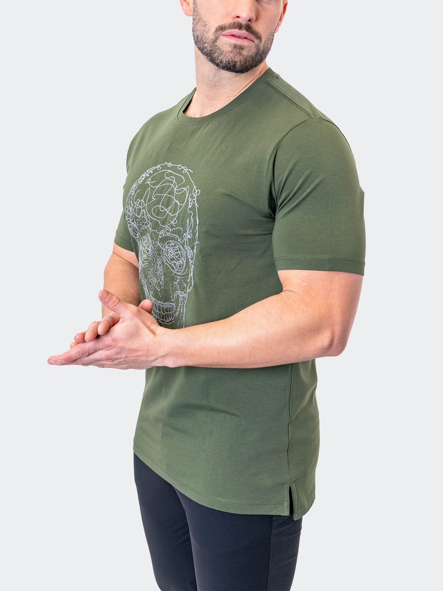 ScribbleSkull Army Green Tee