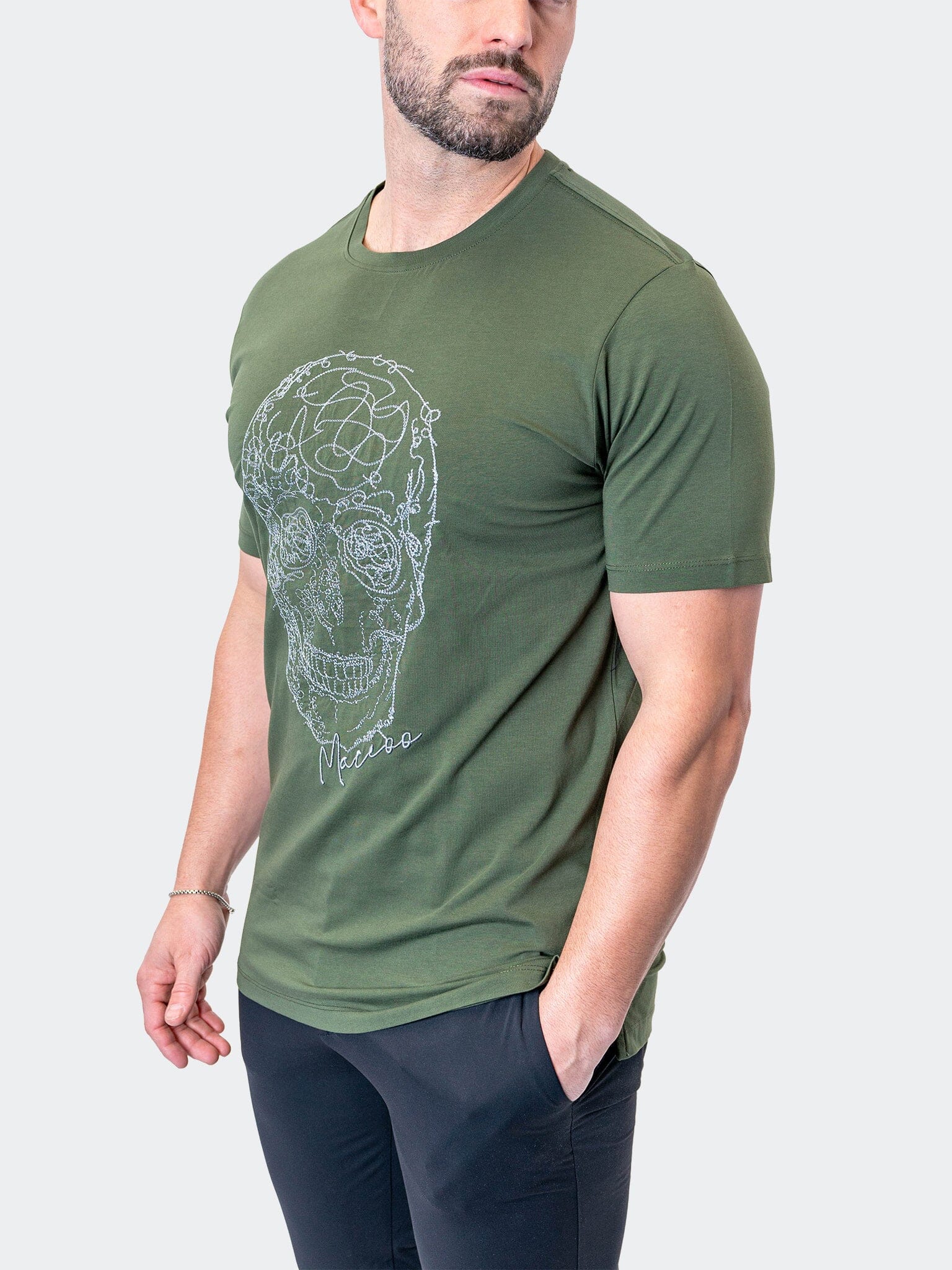 ScribbleSkull Army Green Tee