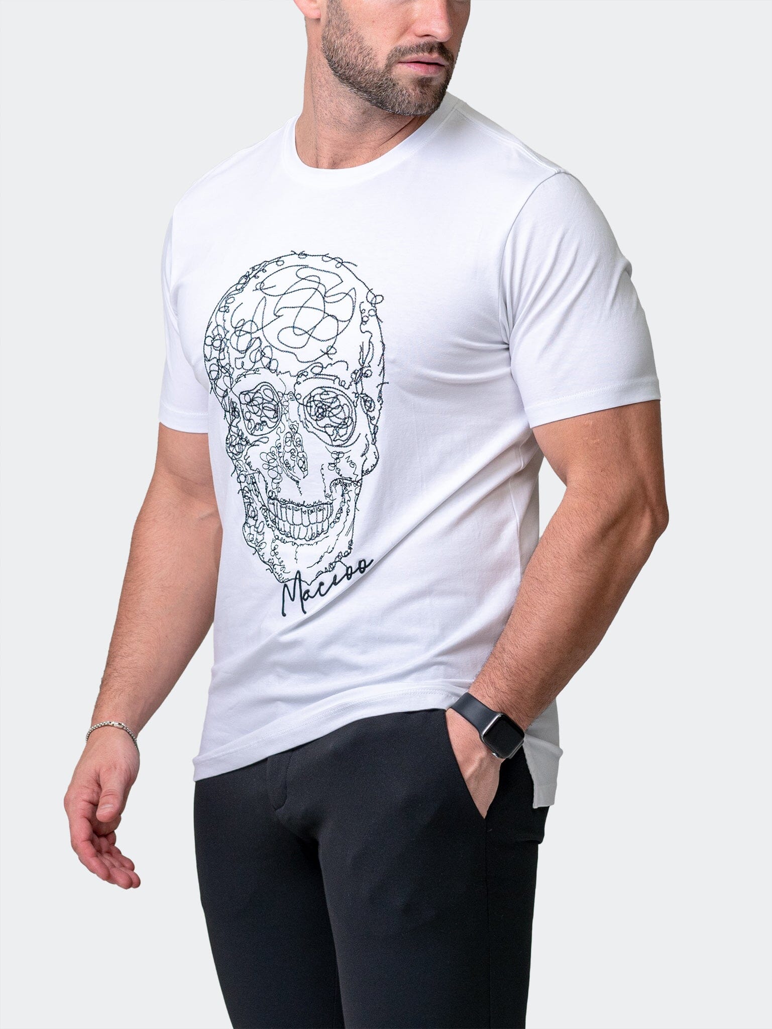 ScribbleSkull White Graphic Tee