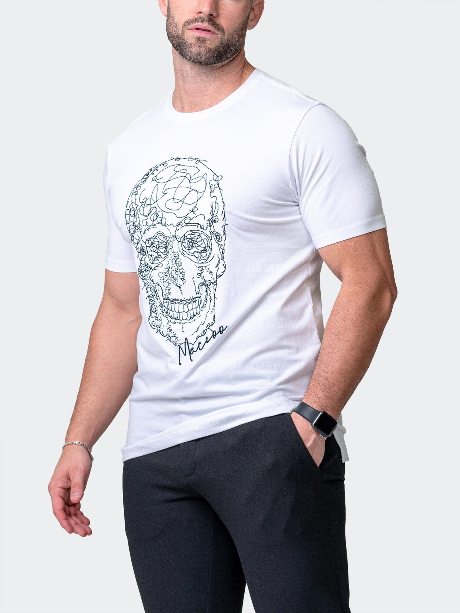 ScribbleSkull White Graphic Tee