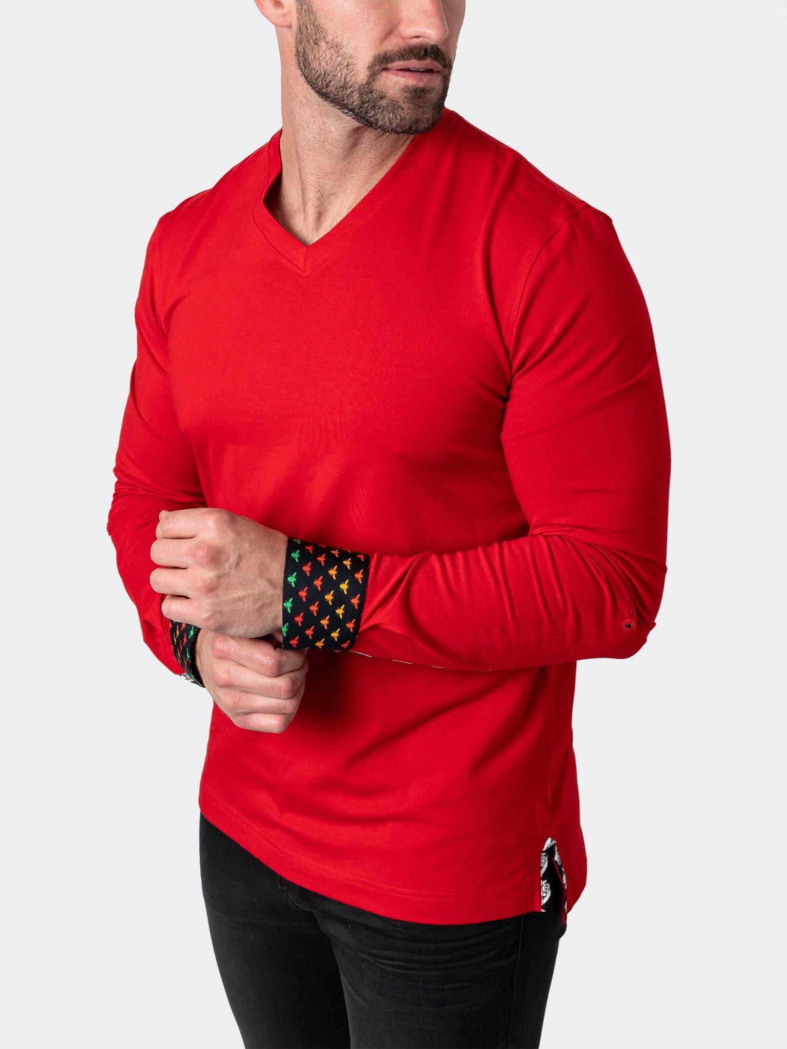 V-Neck EdisonSolidCheck Red