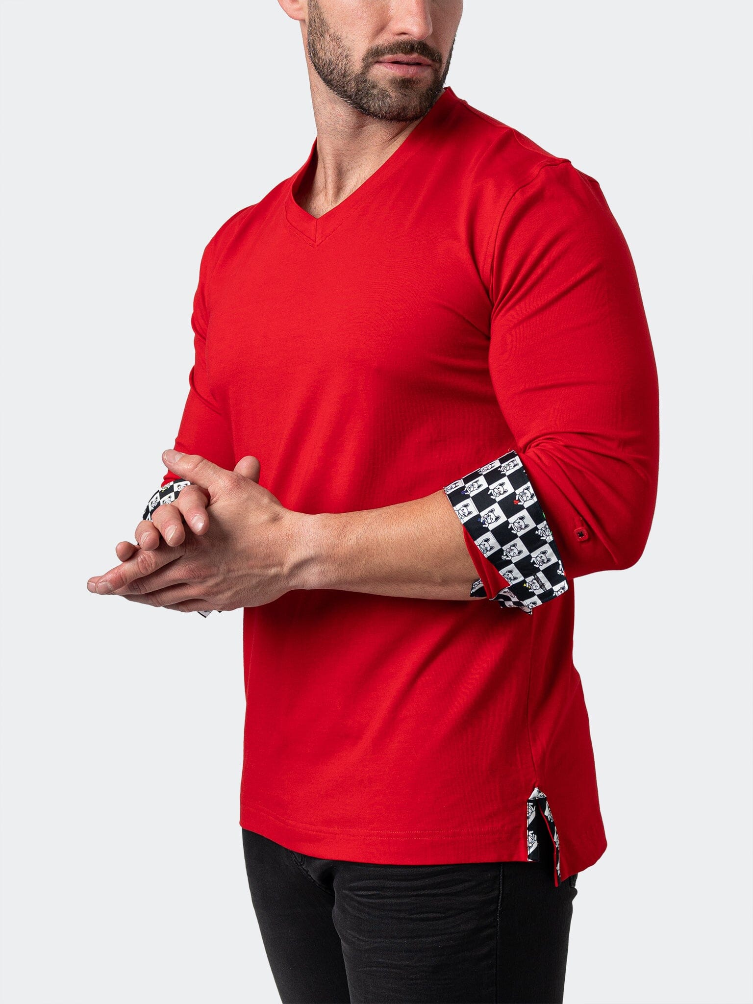 V-Neck EdisonSolidCheck Red