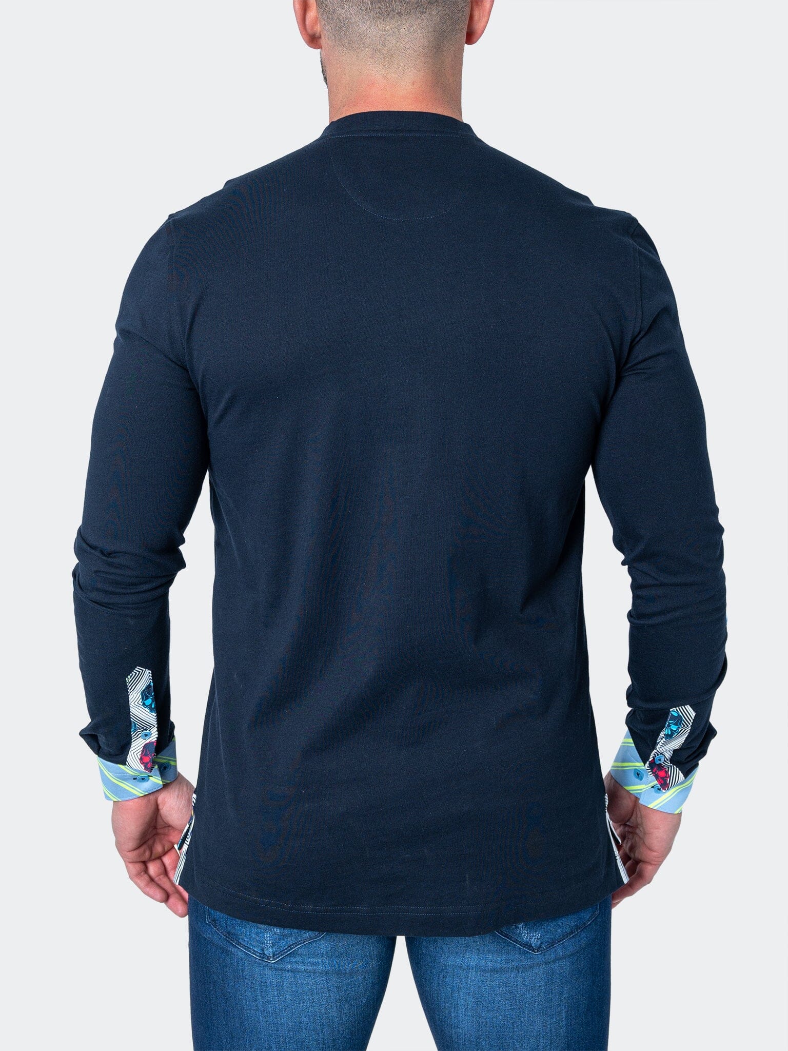 Edison Solid Navy V-Neck Shirt