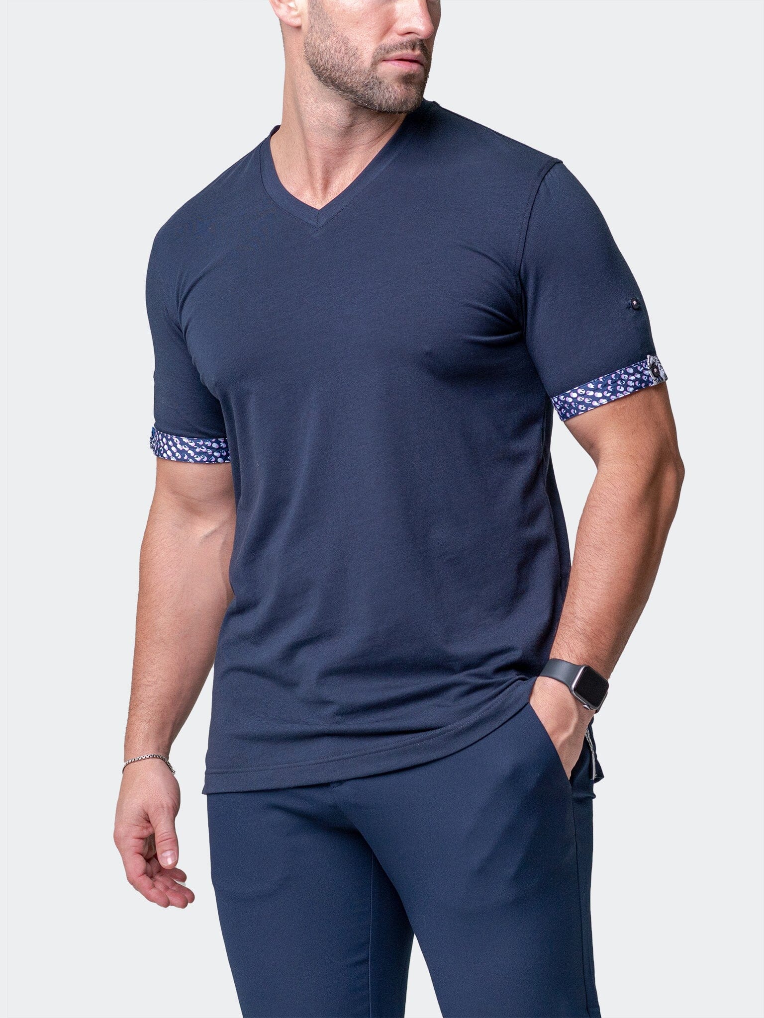 Vivaldi Solid Monkey Blue V-Neck