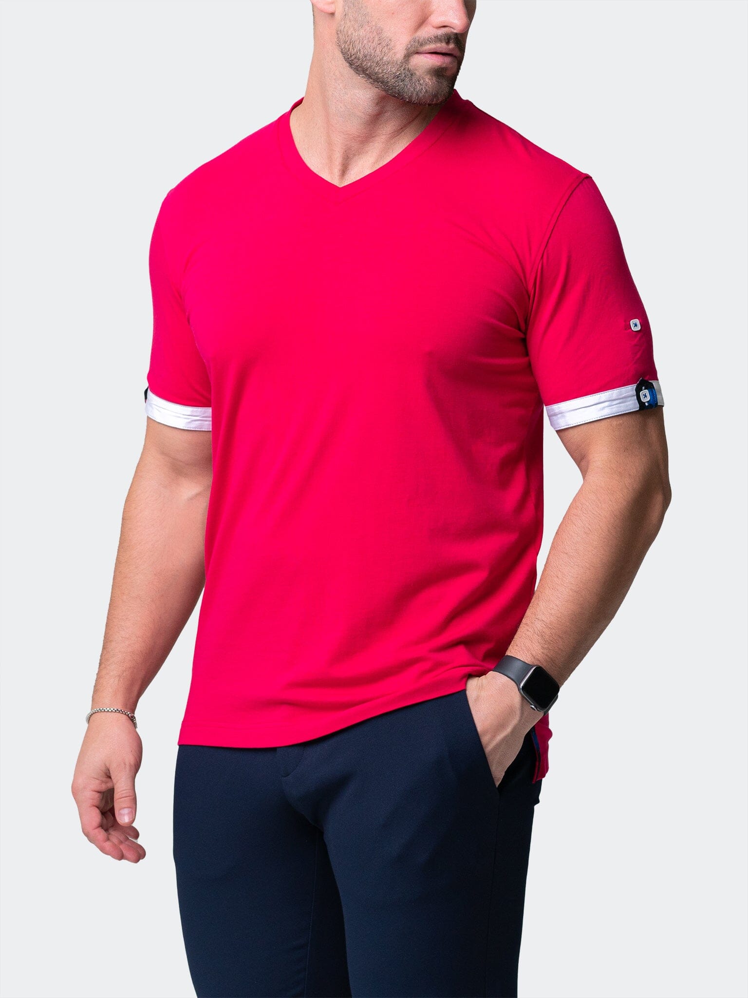 Vivaldi Solid Skull Fuchsia V-Neck