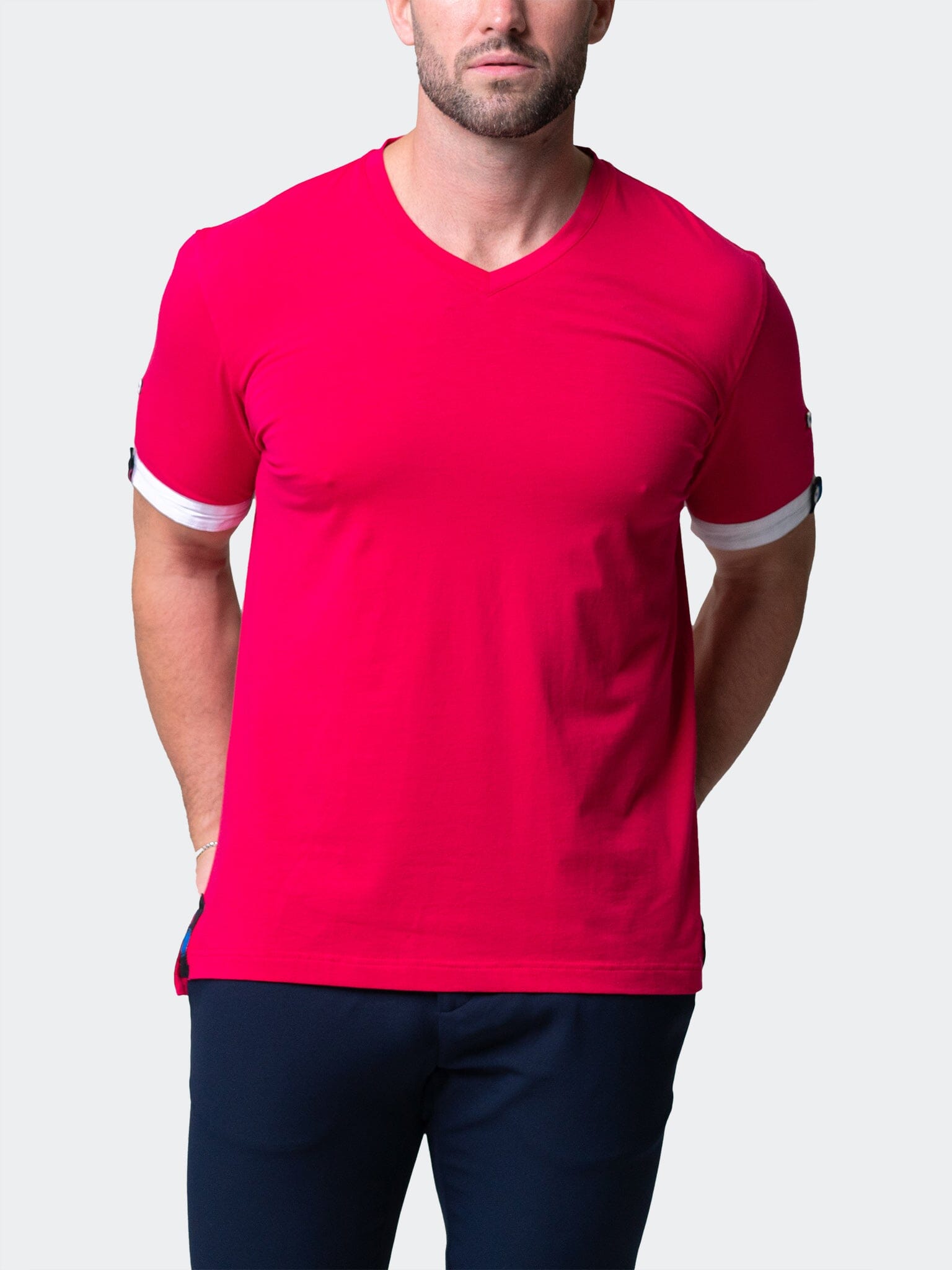 Vivaldi Solid Skull Fuchsia V-Neck