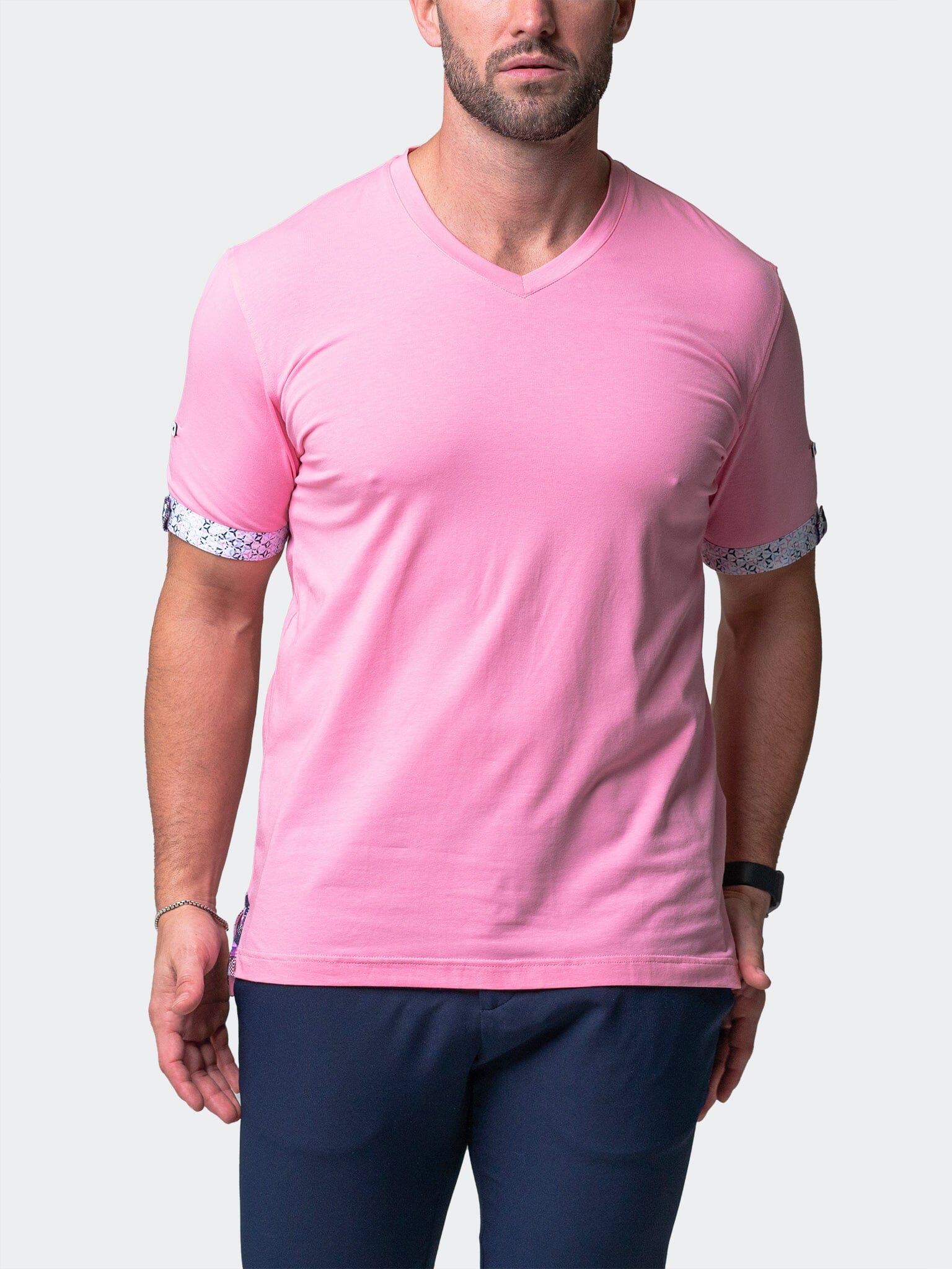 Vivaldi Solid Trip Pink V-Neck