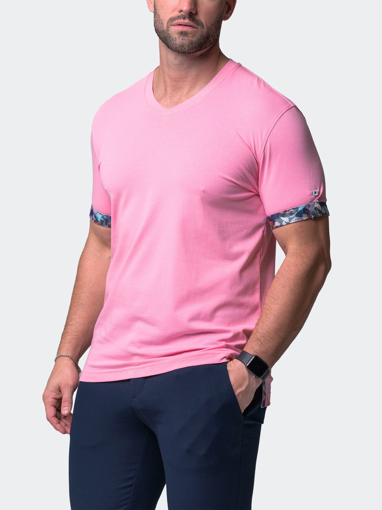 Vivaldi Solid Trip Pink V-Neck