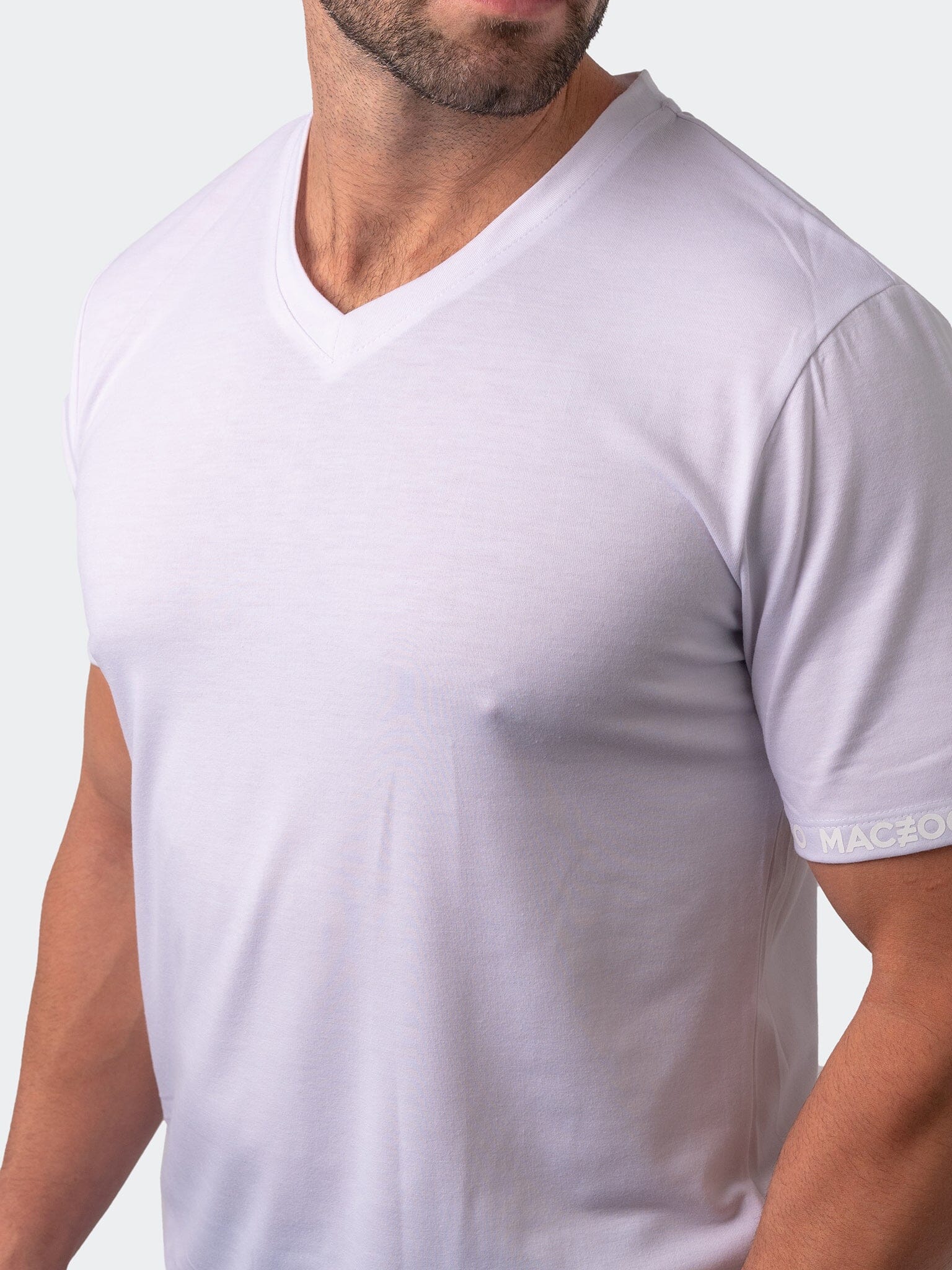 Vivaldi Sleeve White V-Neck Tee