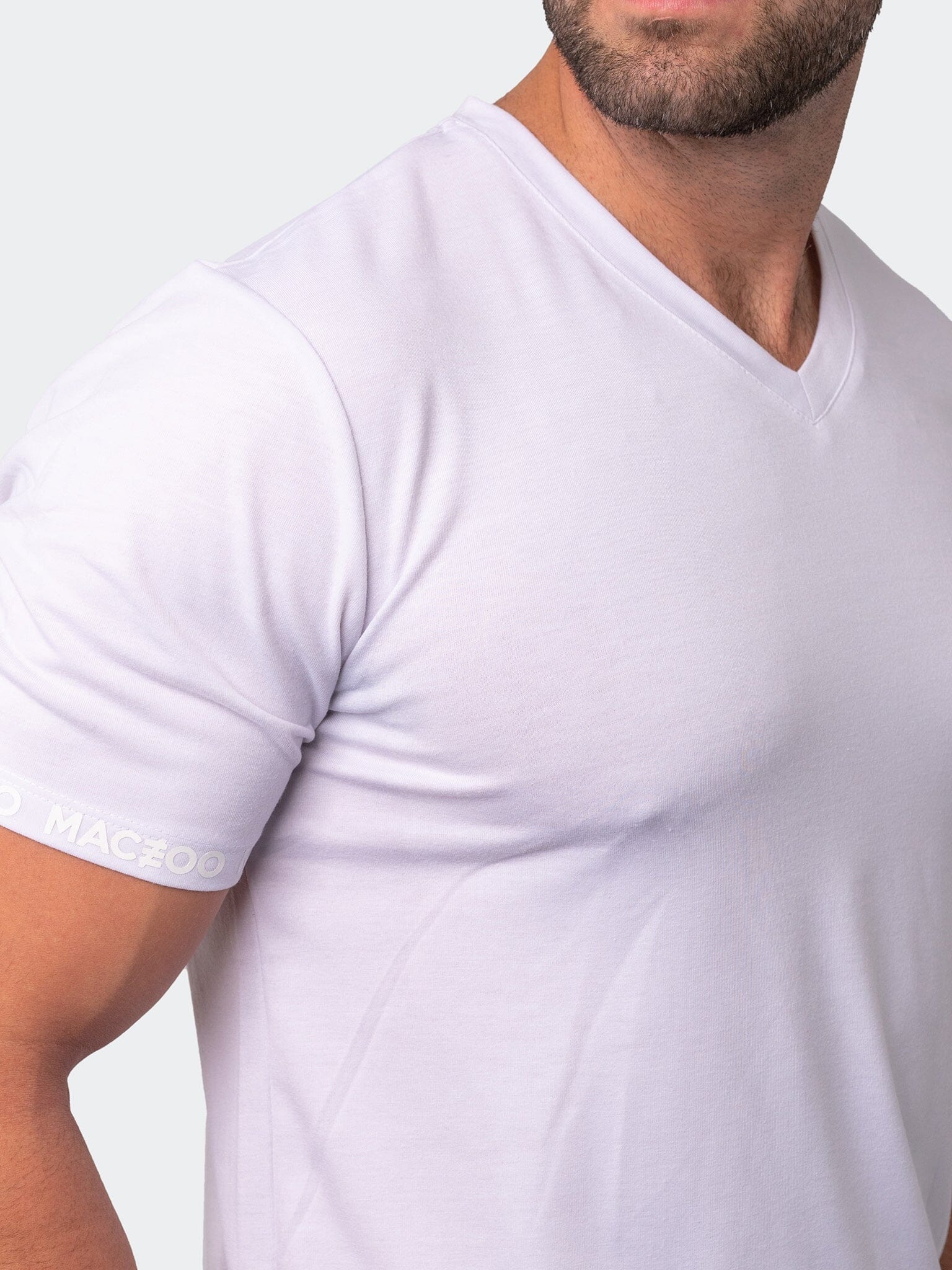 Vivaldi Sleeve White V-Neck Tee