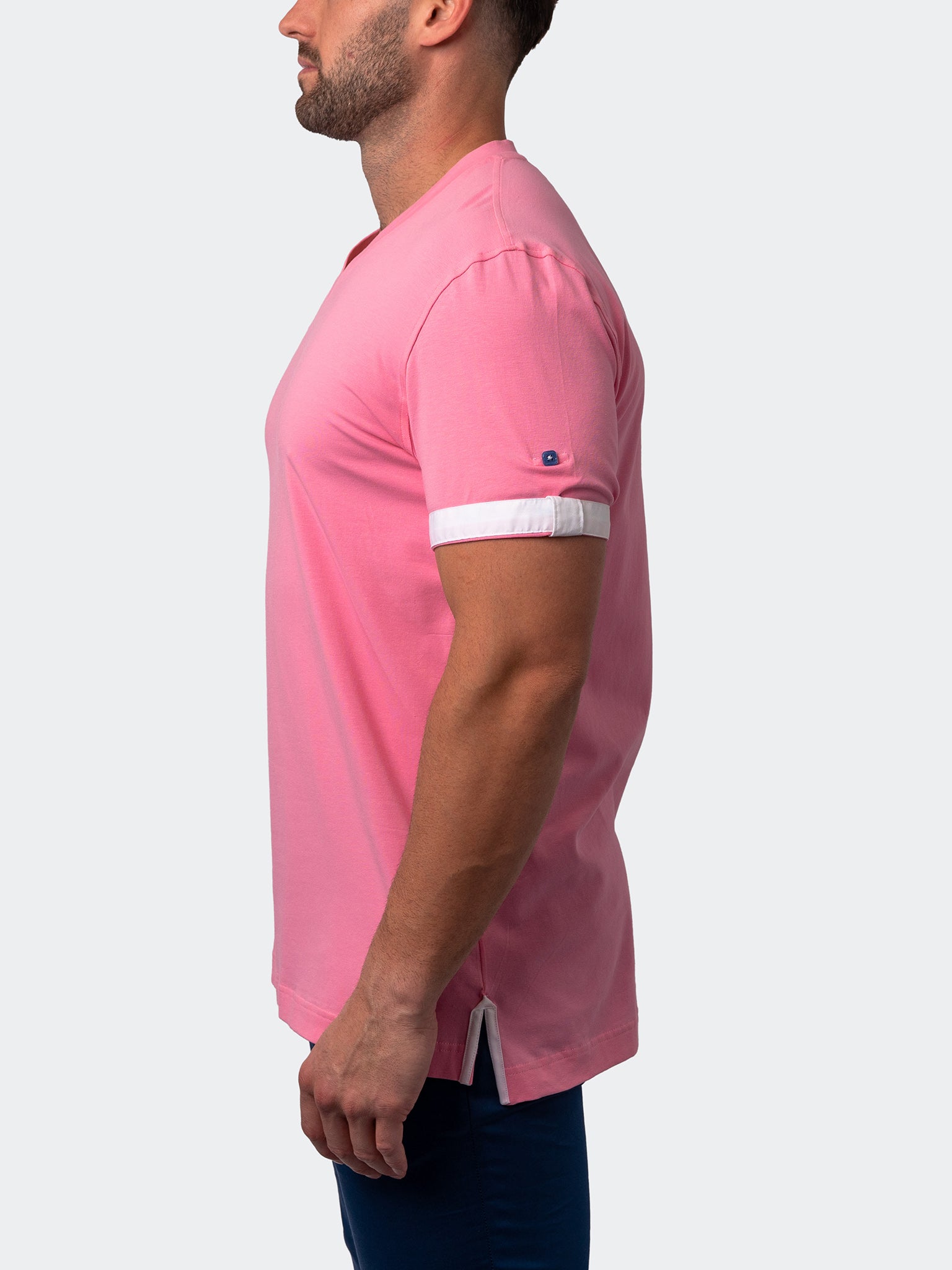 Vivaldi Solid Flower Pink V-Neck Tee