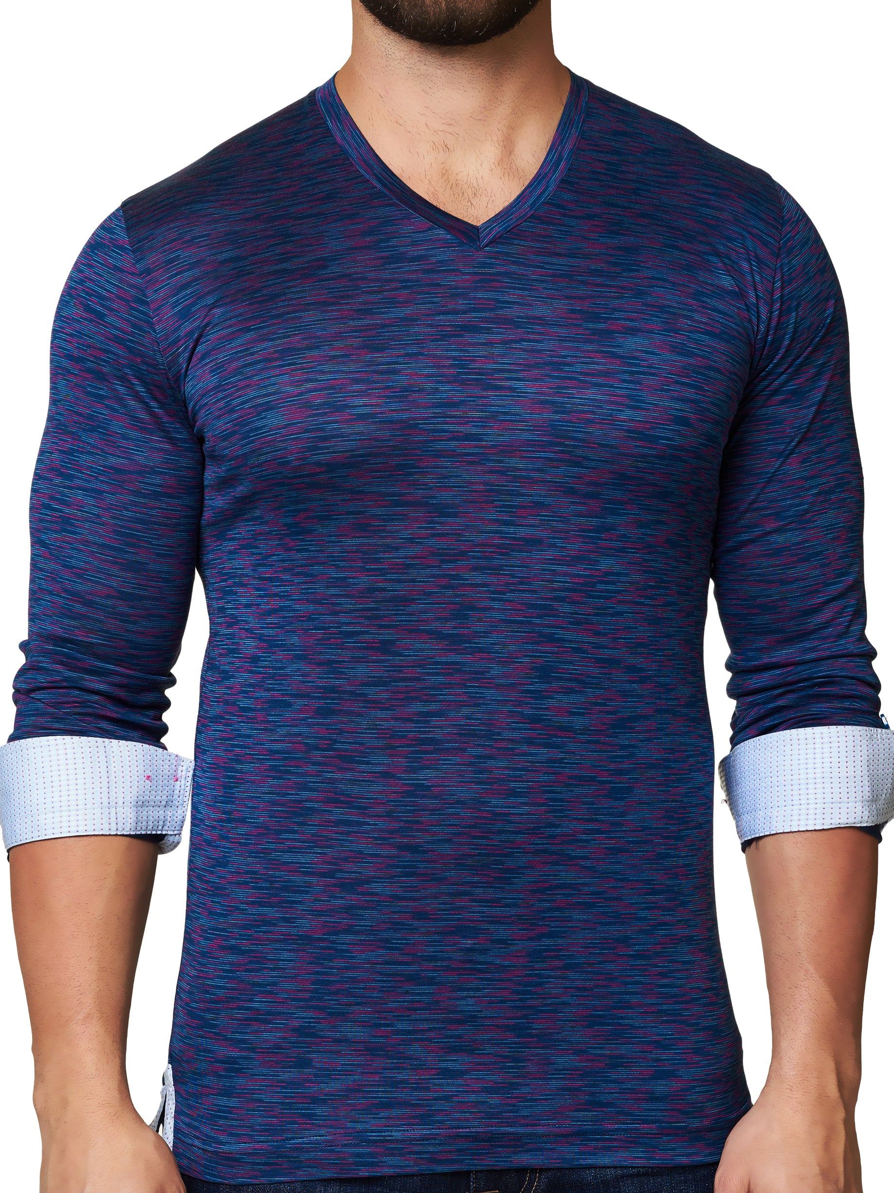V Neck L Melange Purple