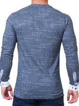 V Neck Edison Check Navy View-3