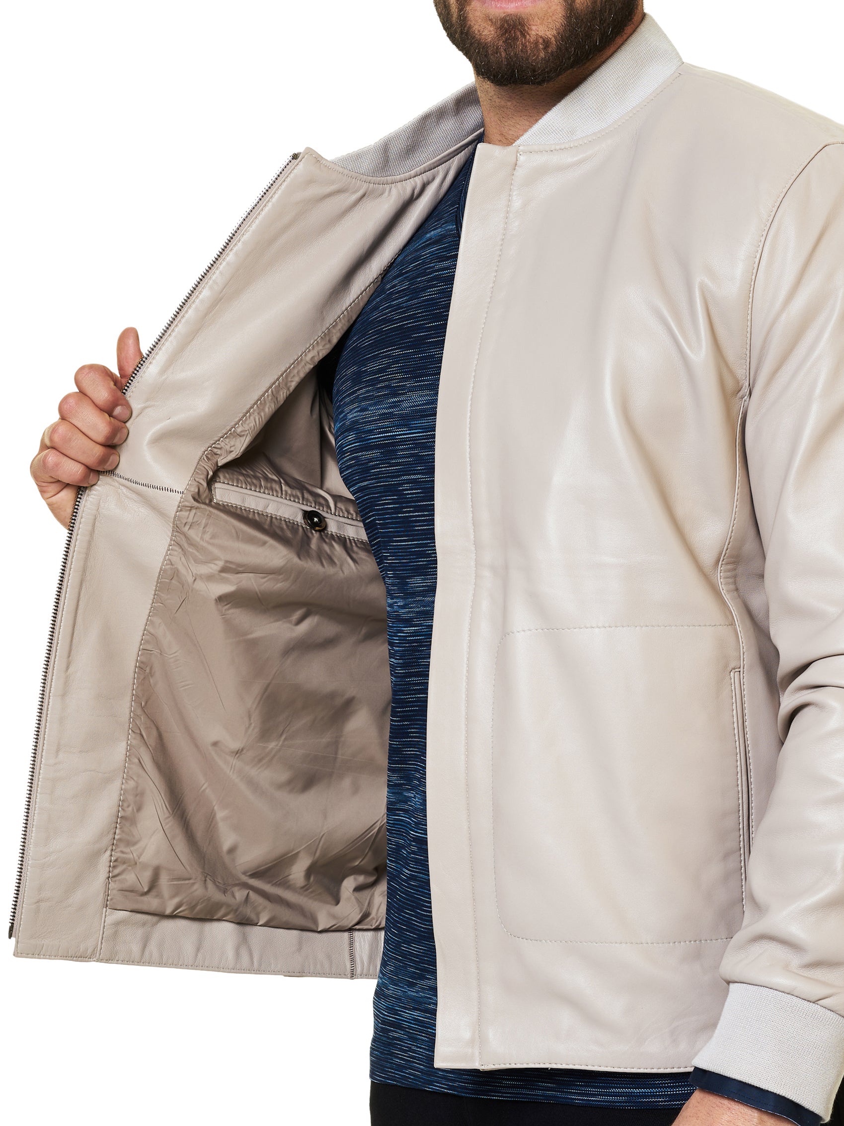 Leather Hidden Zip Off White