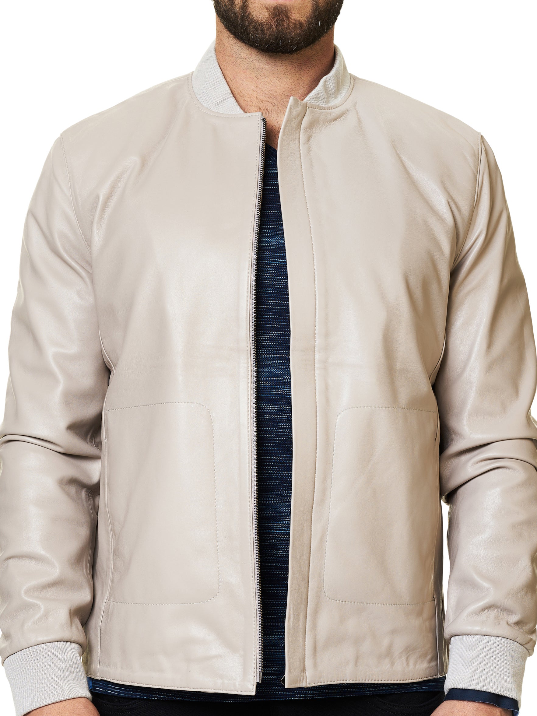 Leather Hidden Zip Off White