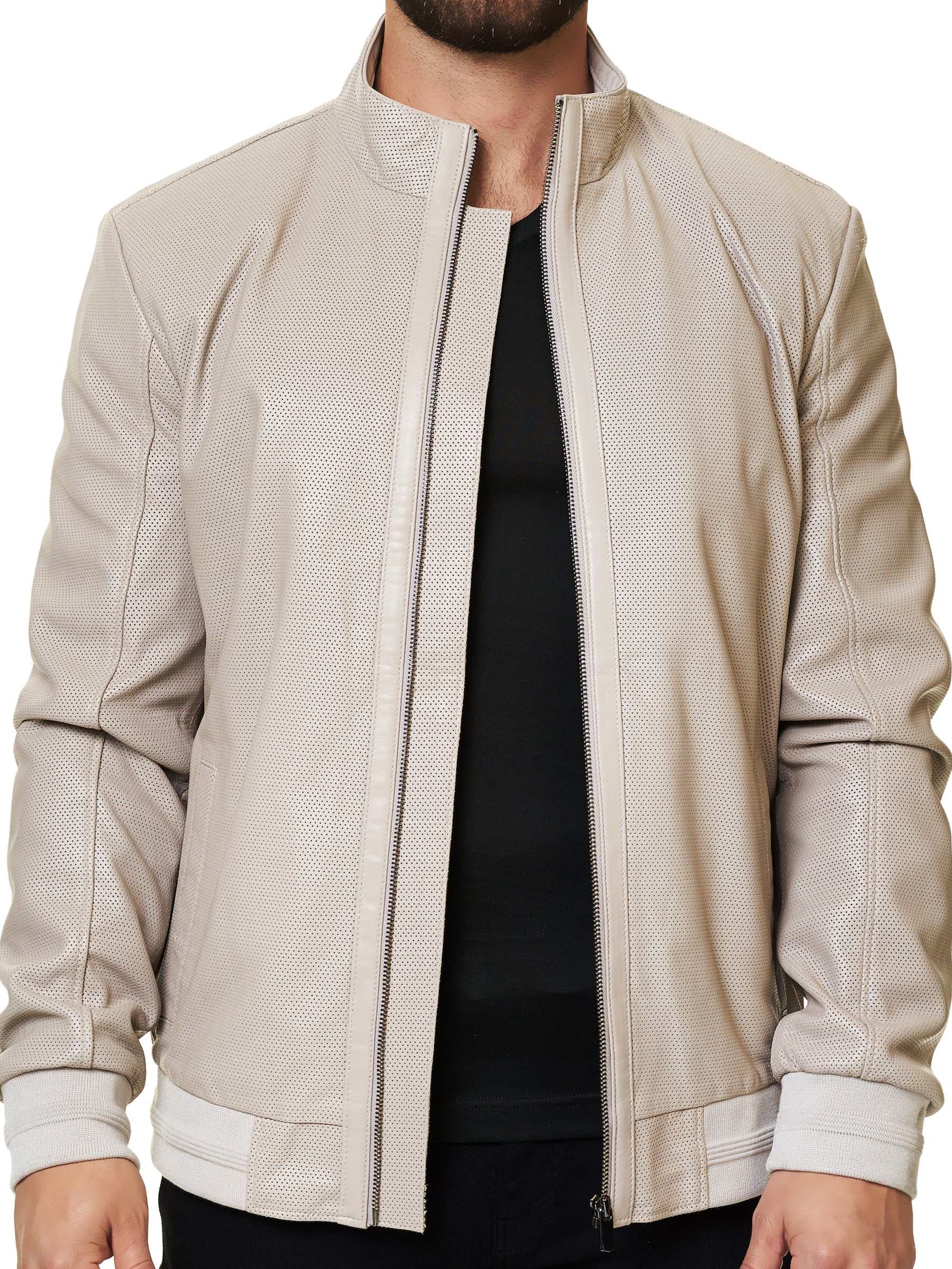 Leather Zip Off White