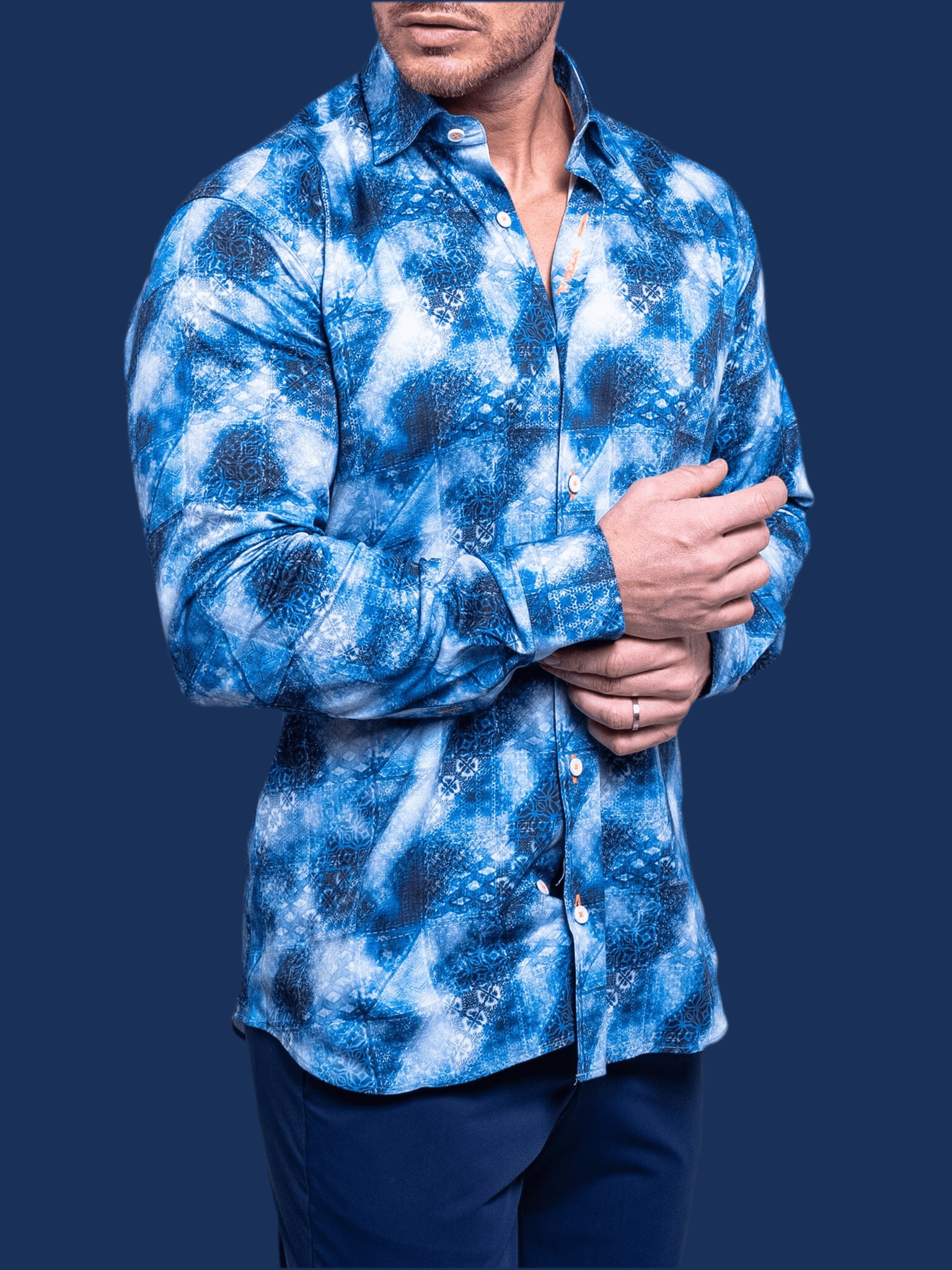 Blue Medallion Satin Shirt