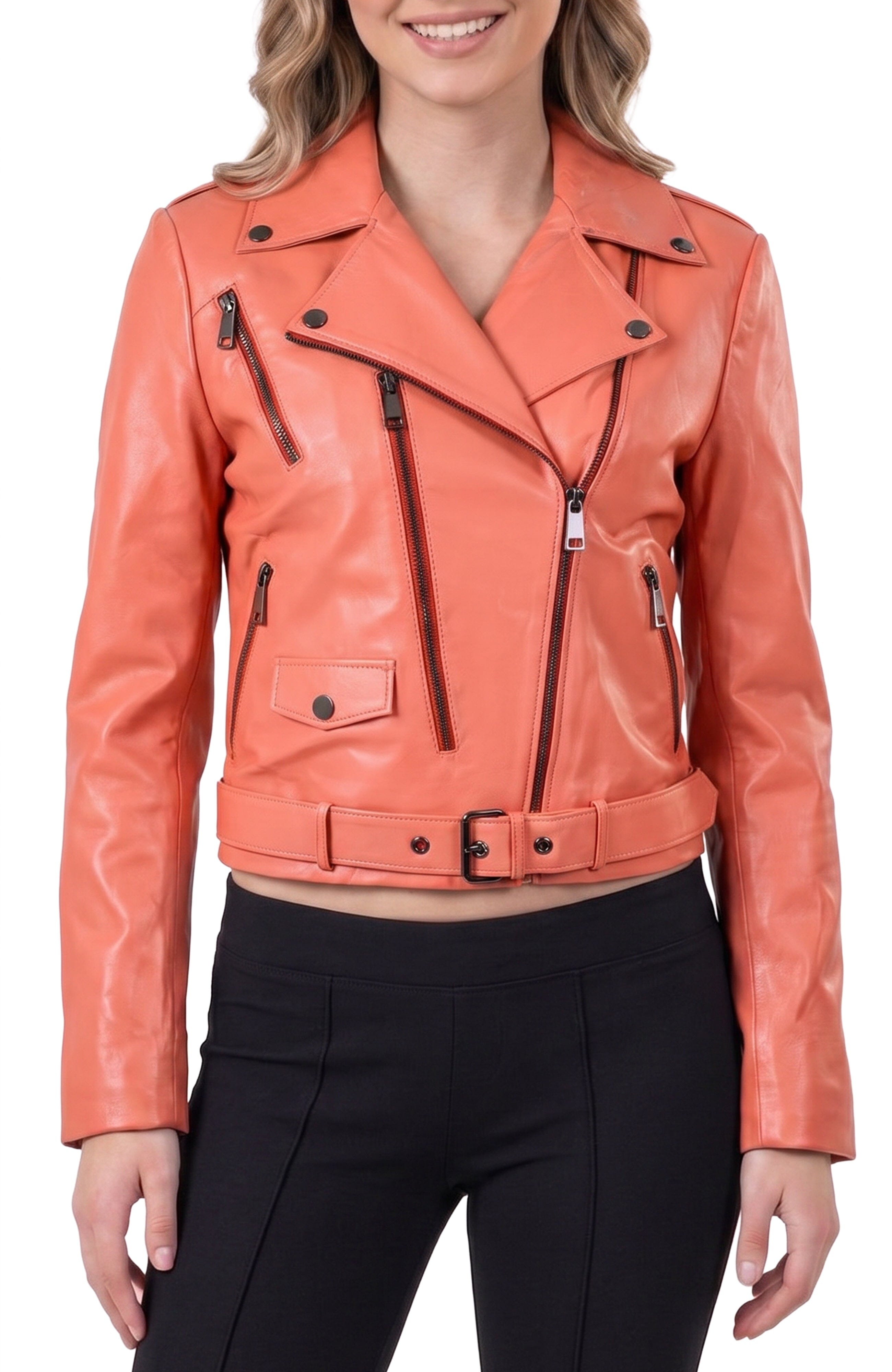 Women's Leather Sorbet Orange