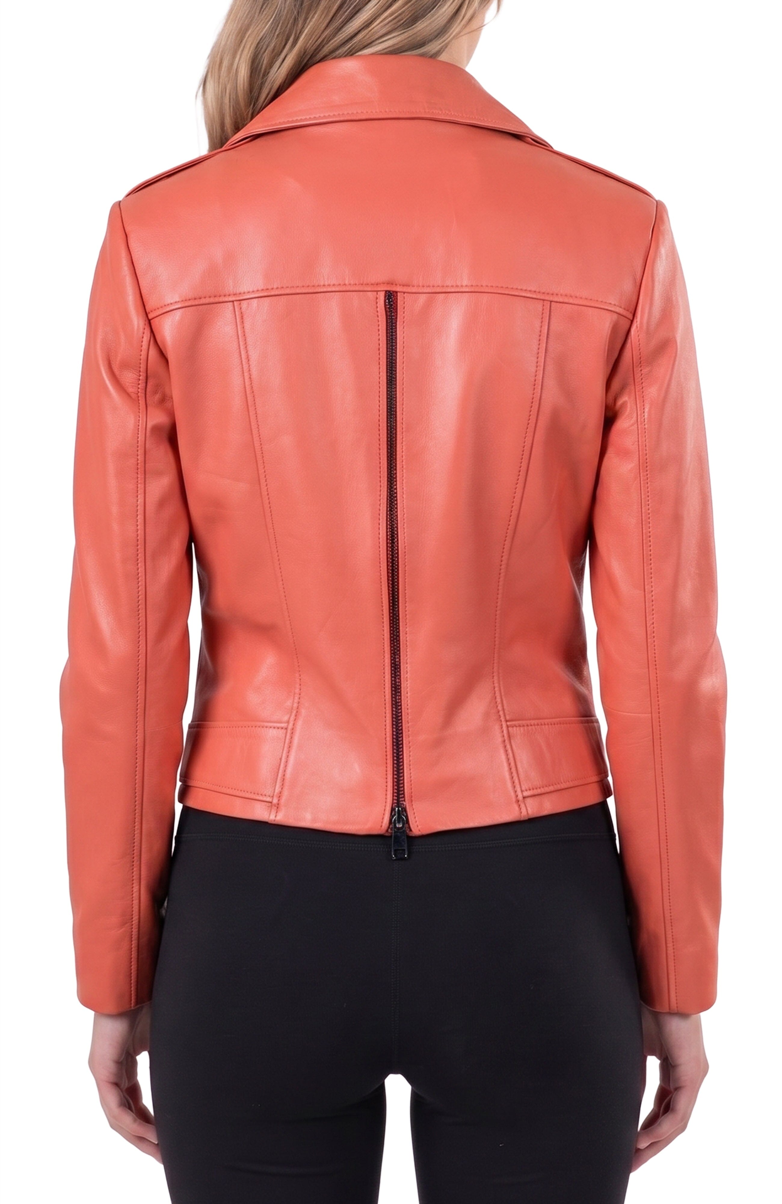 Women's Leather Sorbet Orange