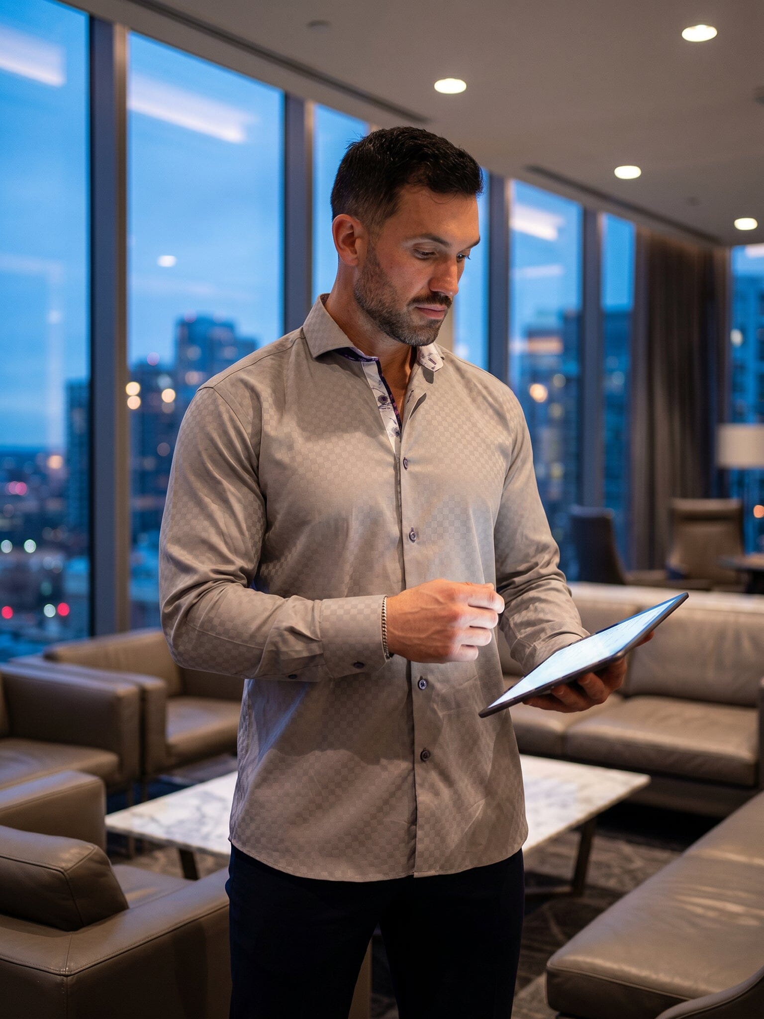 Eins Ascension Grey Check Shirt