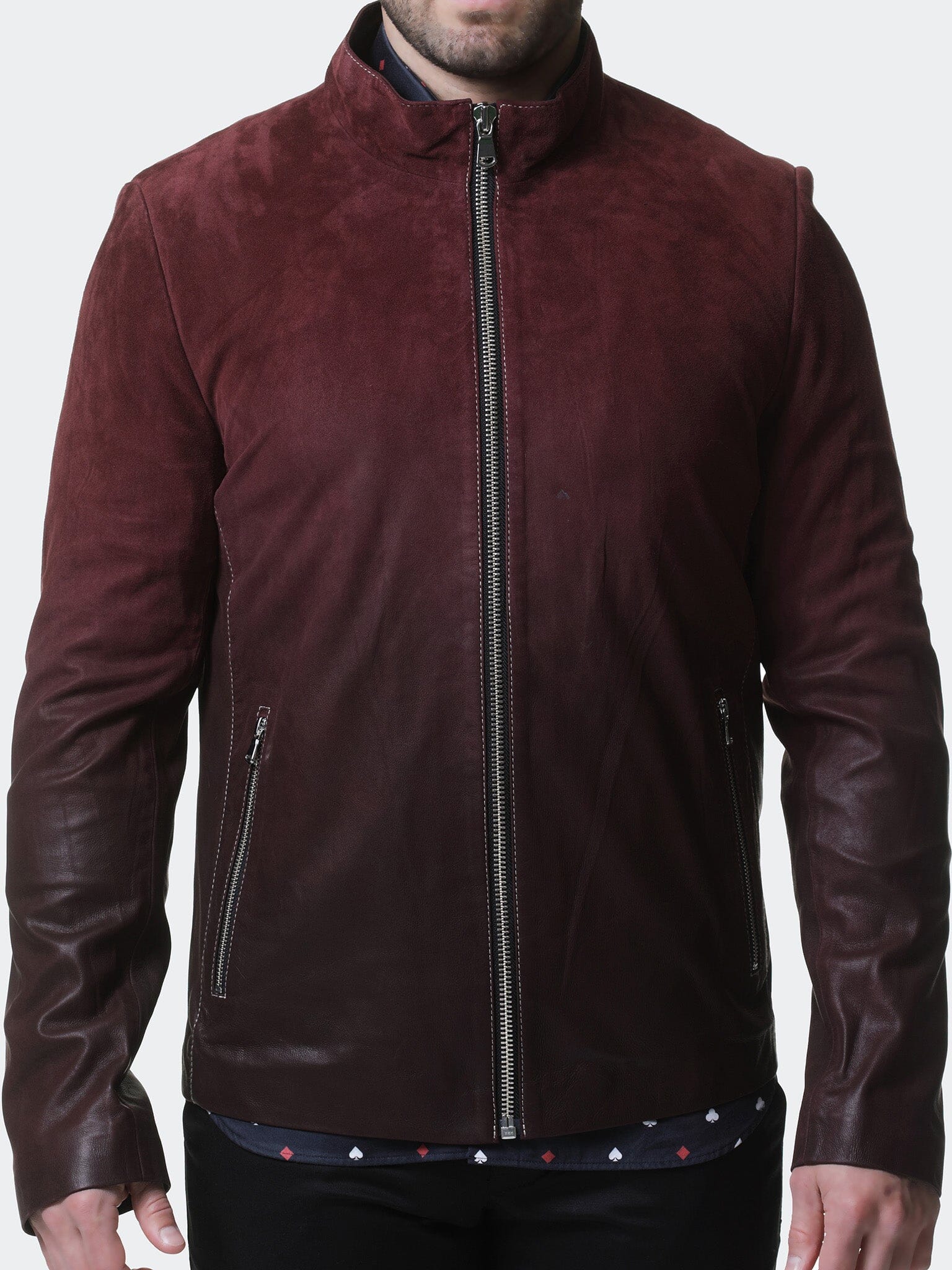 Perm Degrade Red Leather Jacket